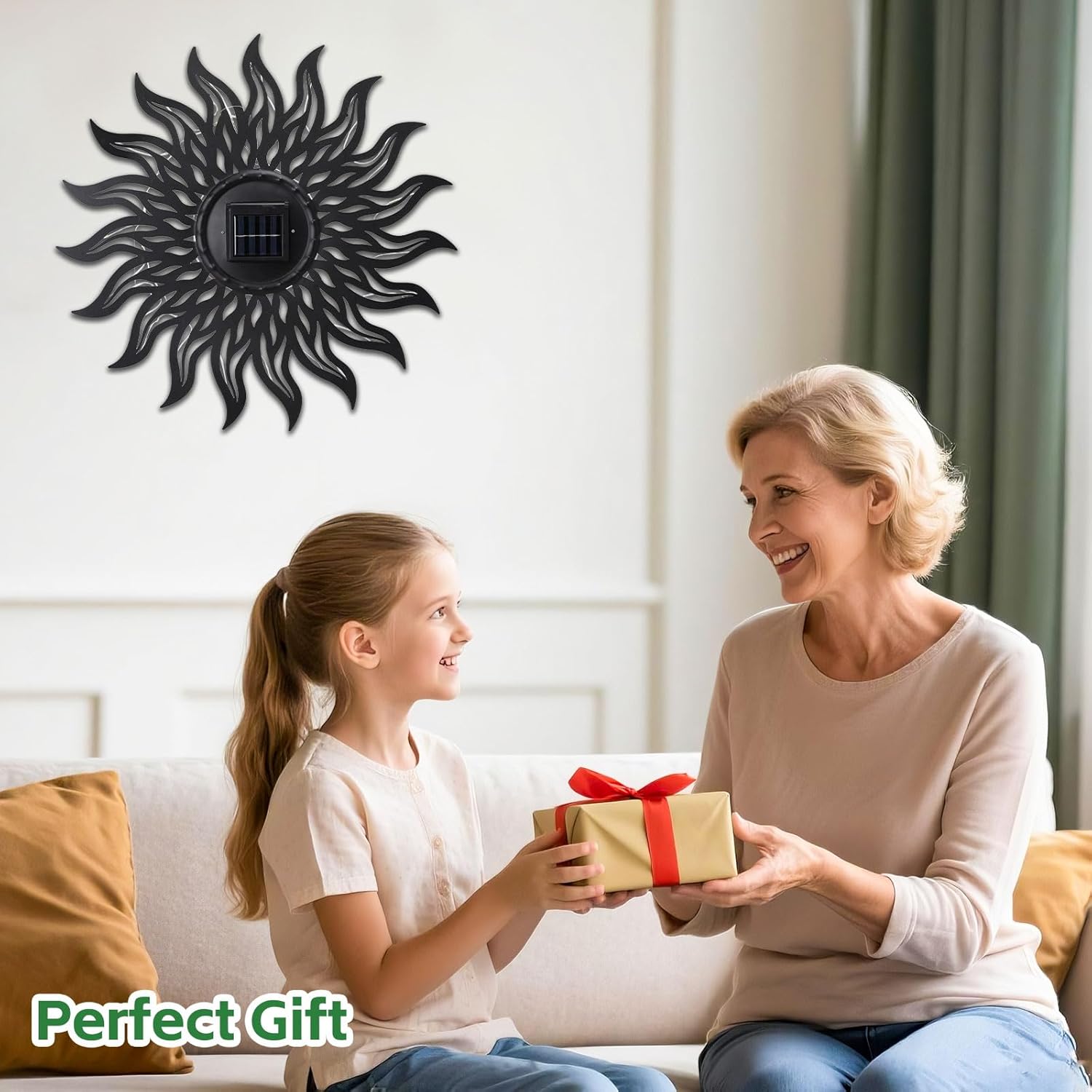 VCUTEKA 20" Sun Metal Wall Art Outdoor Decor Solar Decoration Metal Wa