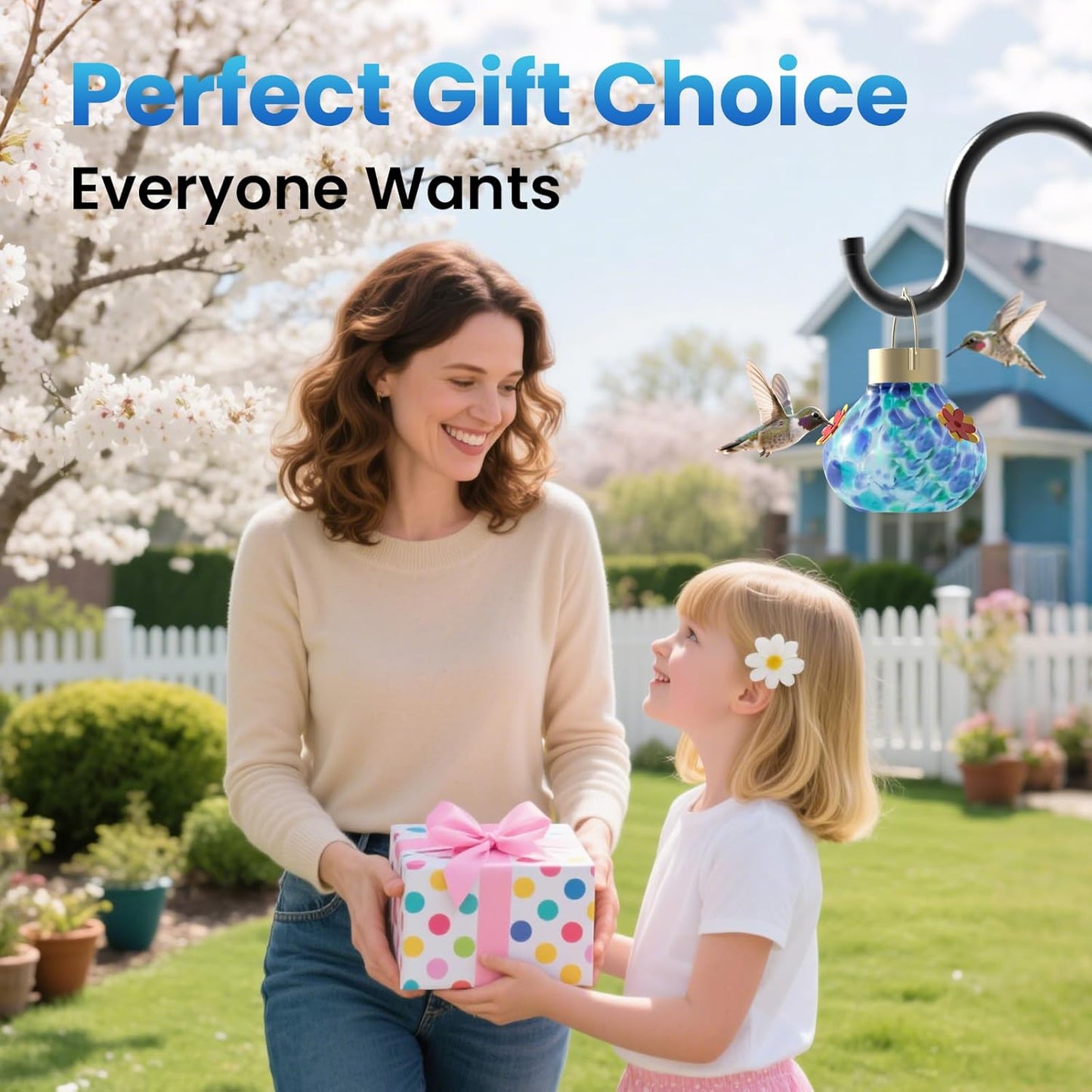 Dome Camera, HD Hummingbird Feeder with Solar Light & Security Camera with Color Night Vision, Motion Detection, Two-Way Audio & Built-in Spotlight, 1-Pack (Blue)