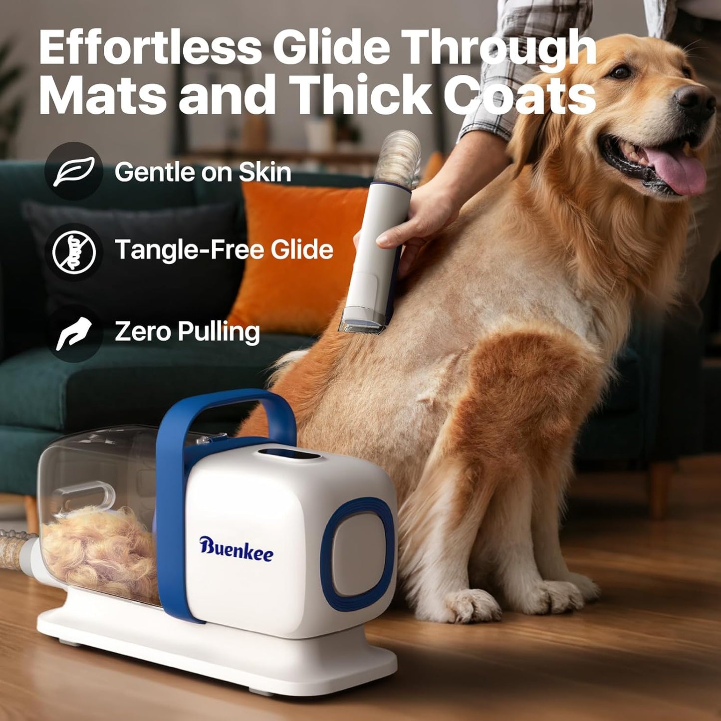 Dog Grooming Kit with Vacuum, 15000Pa Pet Hair Clipper and Shedding Br