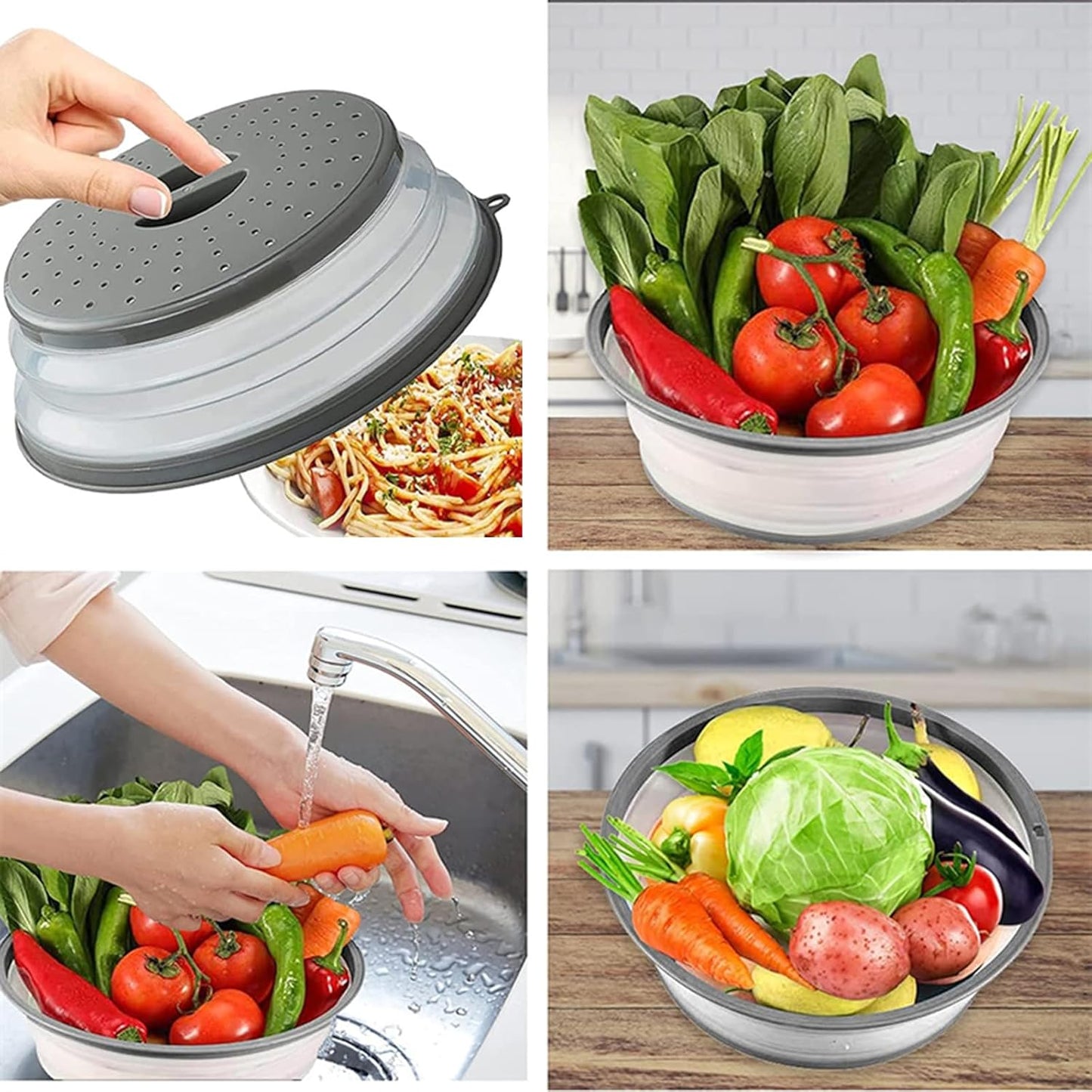 Microwave Splatter Cover Vented for Food, Splatter Guard & Colander Ki