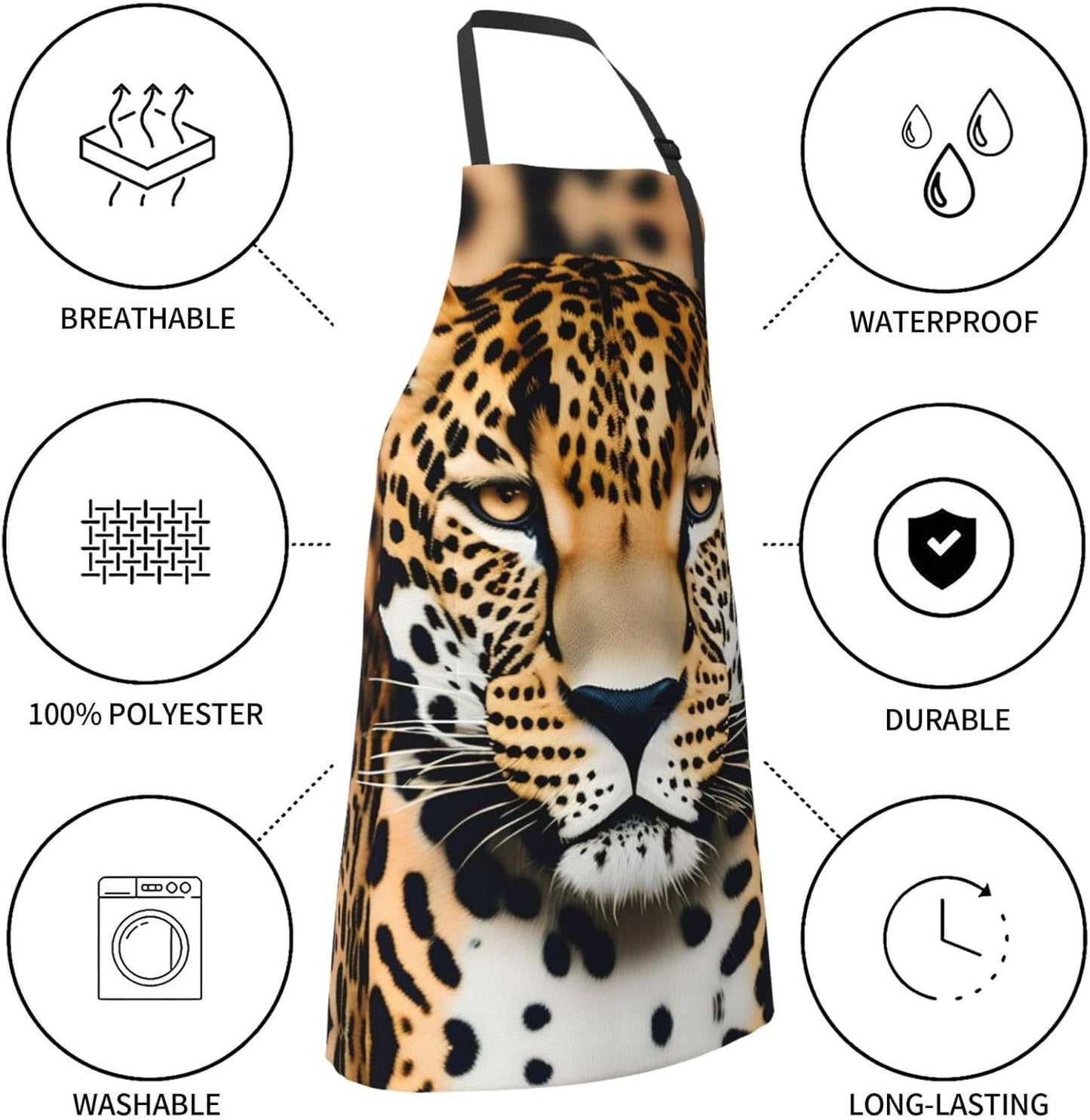 Animal Leopard print Waterproof chef's apron with pocket apron for kitchen cooking baking barbecue and gardening
