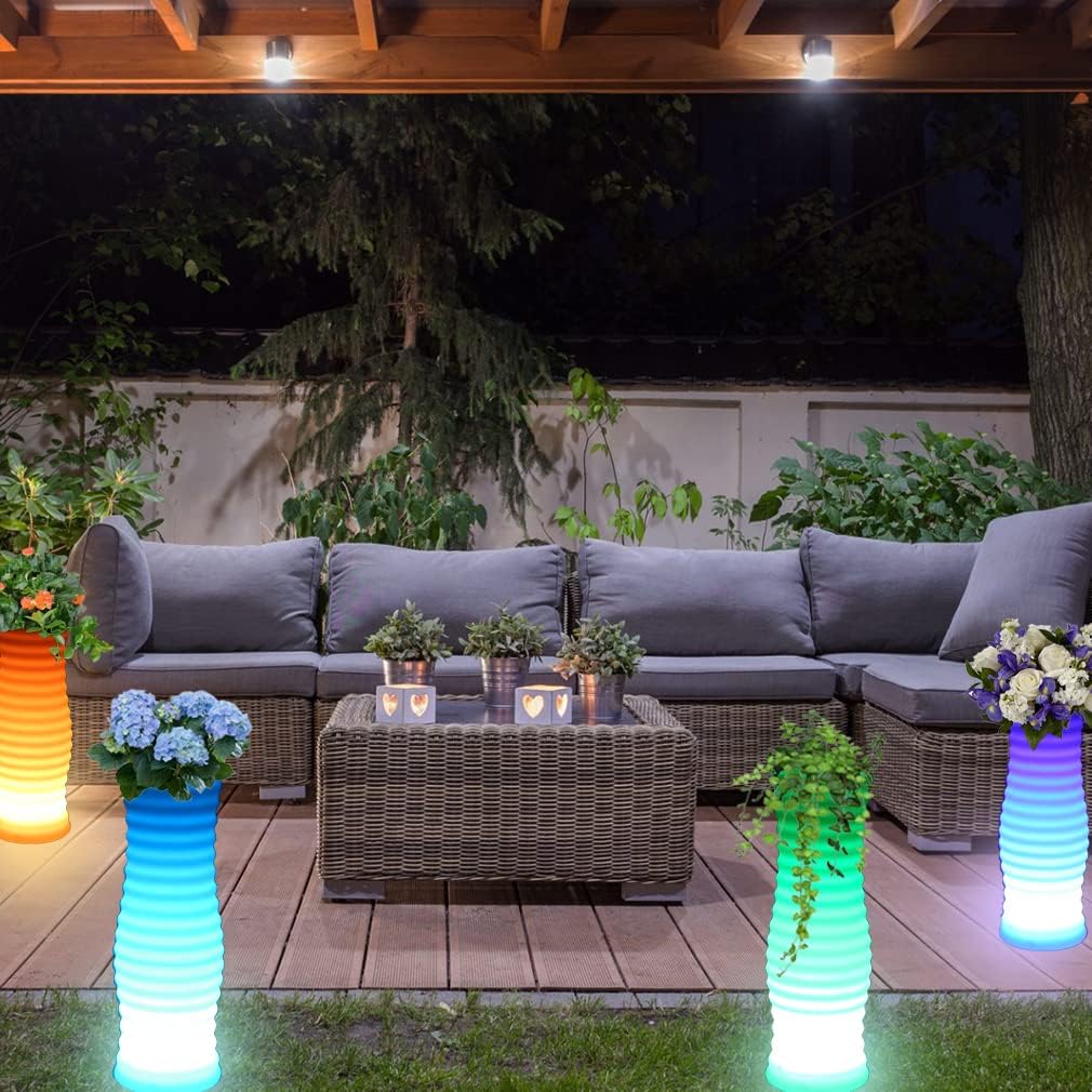 20-inch Cordless LED Lighted Vase w/Remote, Rechargeable LED Vase Nigh
