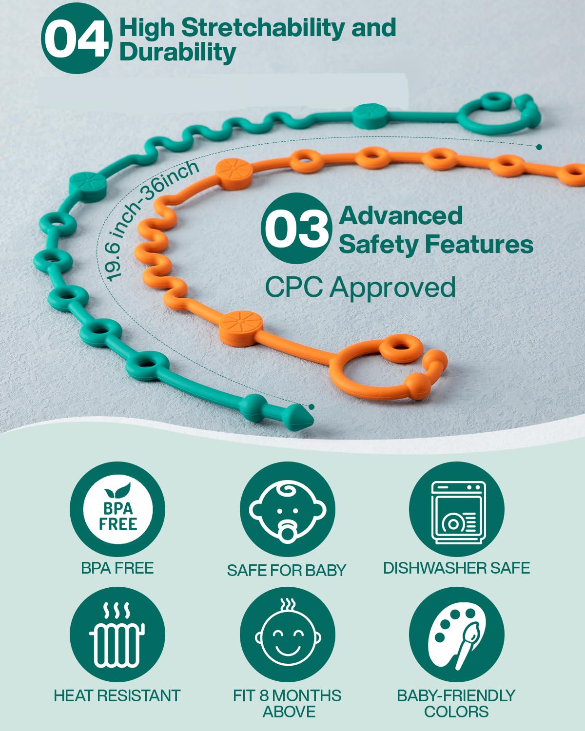 Toy Straps for Baby, 5pcs Adjustable Toy Holder for Stroller Accessori