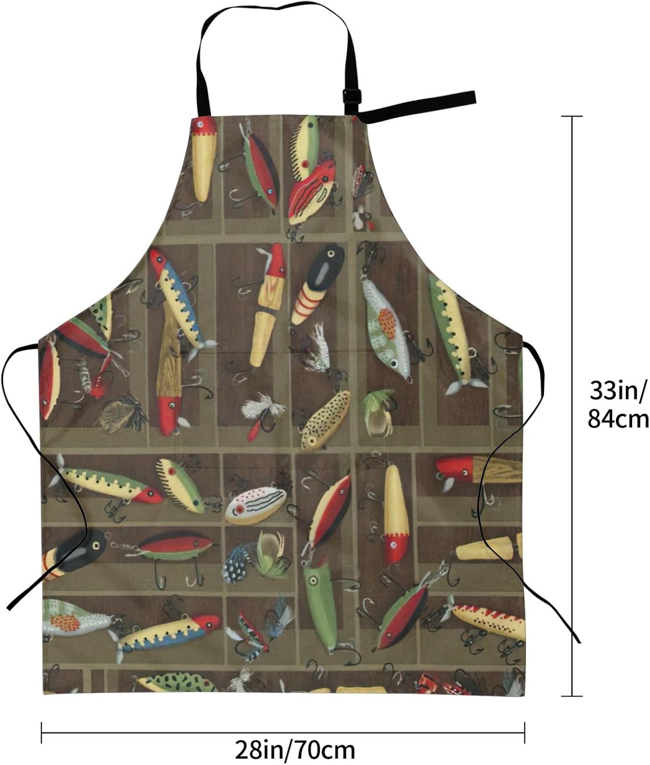 Fishing Lure Style Print Laundry apron 28x33 In Waterproof Kitchen Apron with Pockets for Cooking Baking