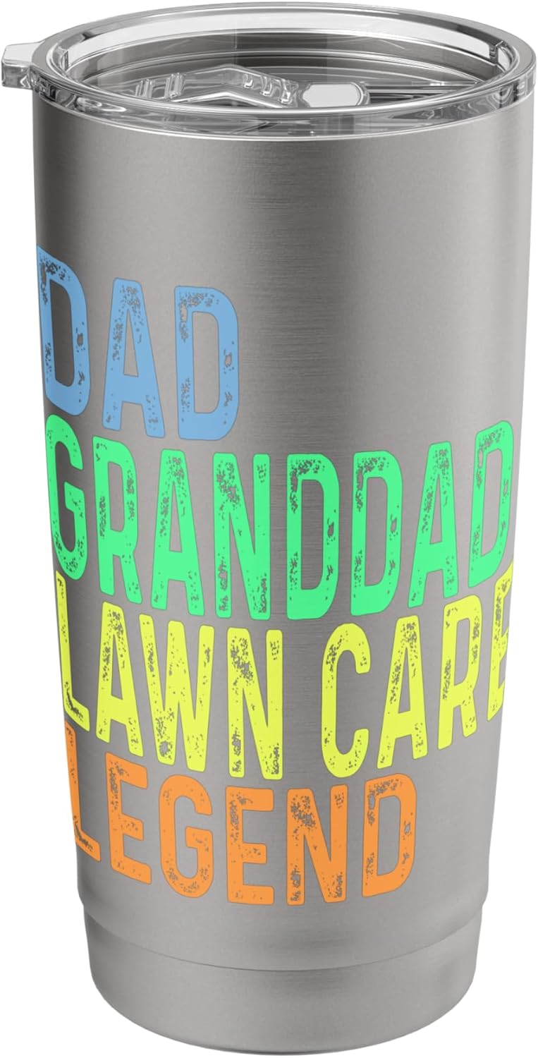 Funny Dad Granddad Lawn Care Legend Grass Mowing Lawn Mower Stainless Steel Insulated Tumbler