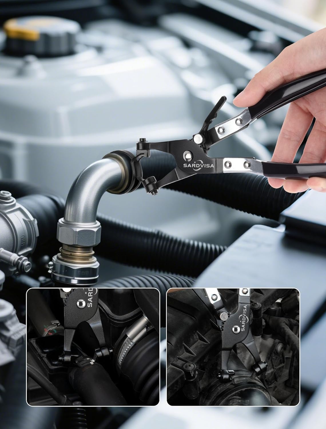 Hose Clamp Pliers, Heavy Duty Hose Clamp Tool with Locking Gear ＆ Blac