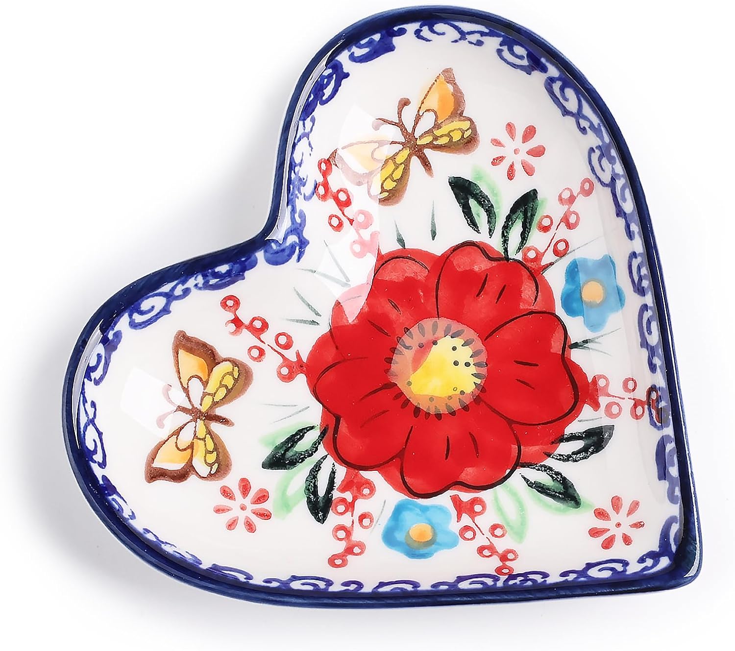 silesia Handmade Jewelry Tray, 4.5" Ceramic Hand-Painted Jewelry Dish,