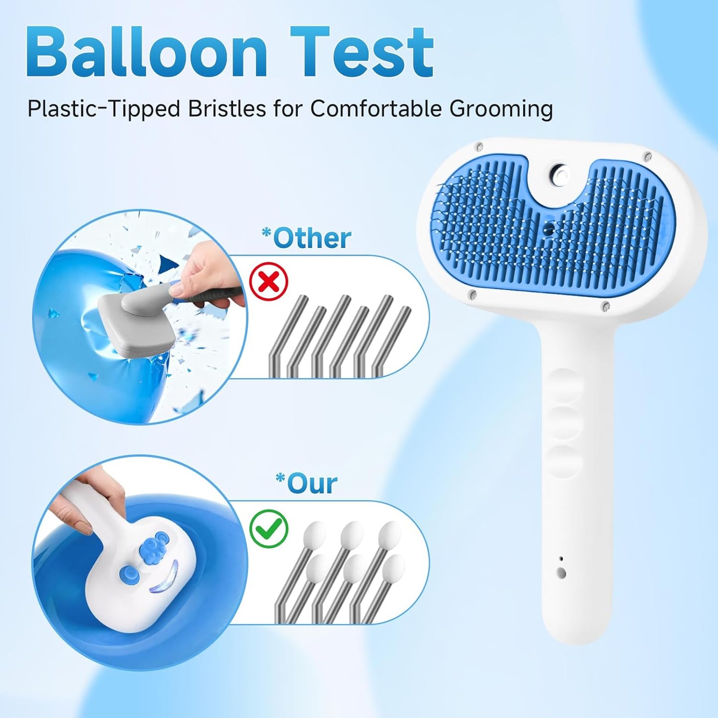 Pet Steam Brush for Dog & Cat - 3-in-1 Steam Grooming Brush for Sheddi