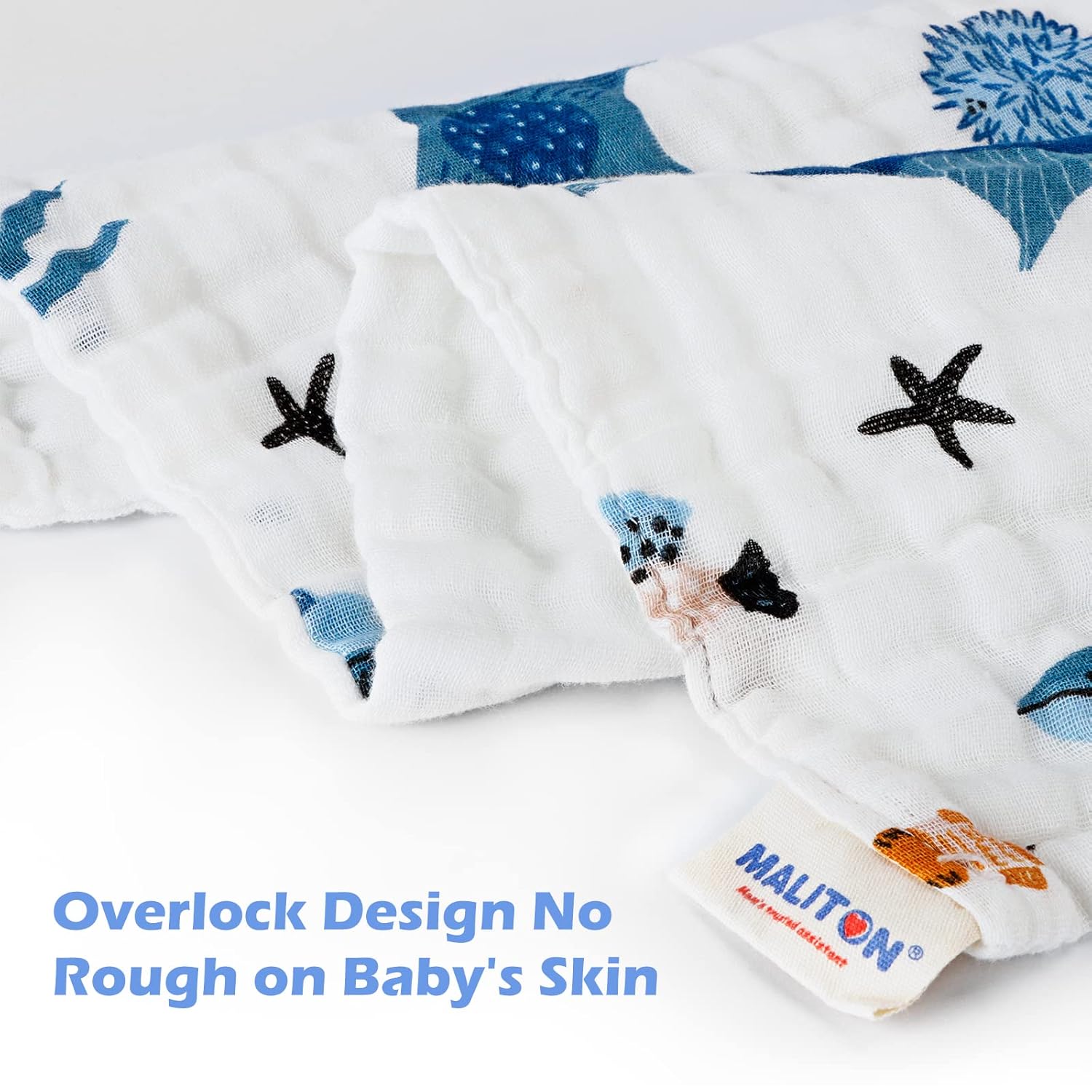 Maliton Muslin Baby Burp Cloths 6 Pack Large 20''x10'' 100% Cotton Bur