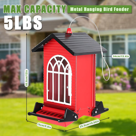 Squirrel Proof Bird Feeder for Outdoors,5LB Large Capacity,Metal Wild 