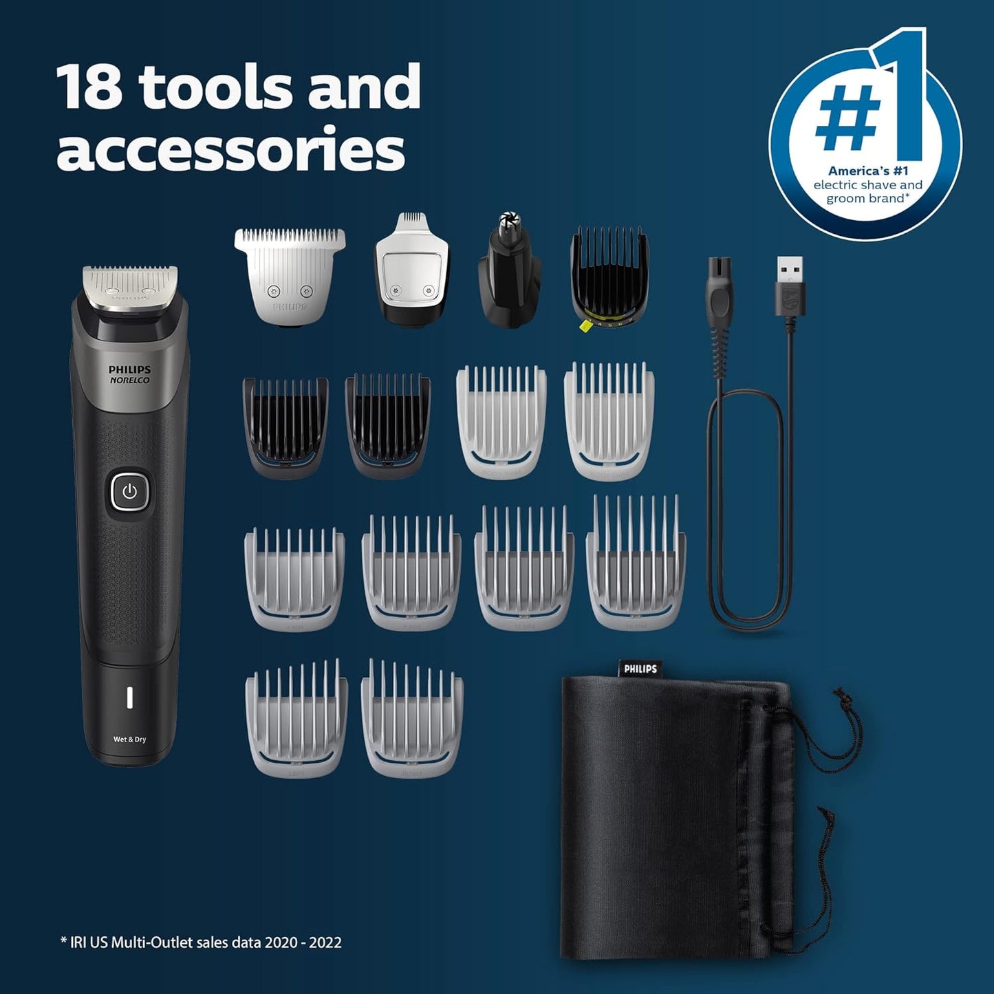 Philips Norelco Multigroom 5000 Series, All-in-One Trimmer and Hair Cl