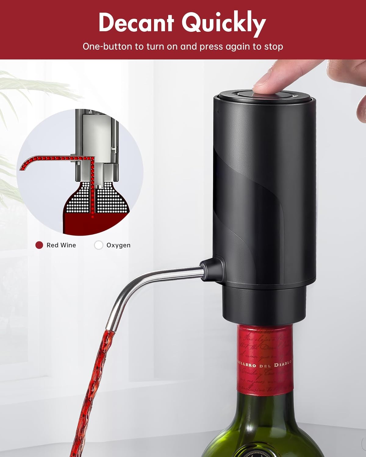 Electric Wine Decanter Aerator Dispenser: Automatic Whisky Bottle Disp