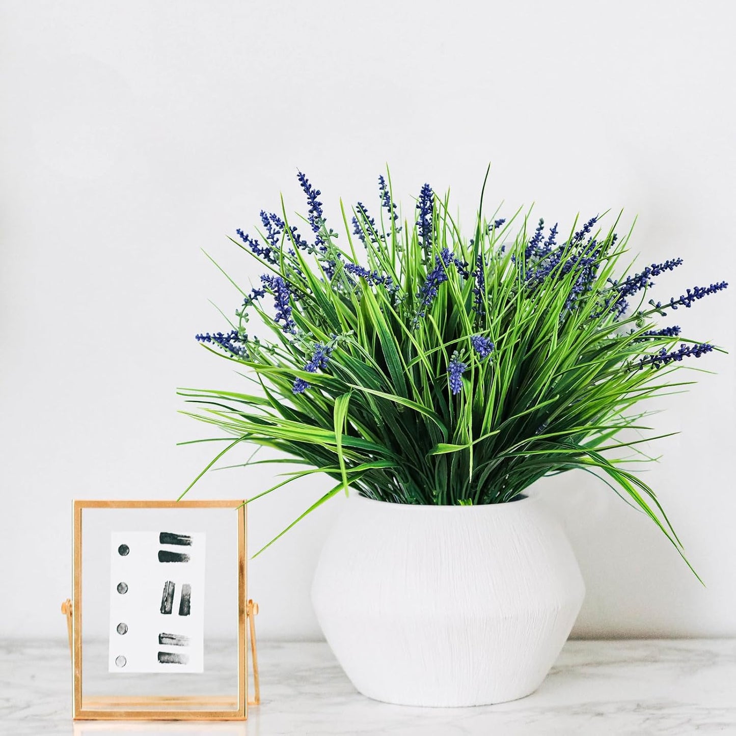 12 Bundles Artificial Plants Outdoor Flowers Fake Grass No Fade Faux Plastic Shrubs for Pot Garden Wedding Porch Hanging Planter for Window Box Decoration Greenery uv Resistant (GrassC1)