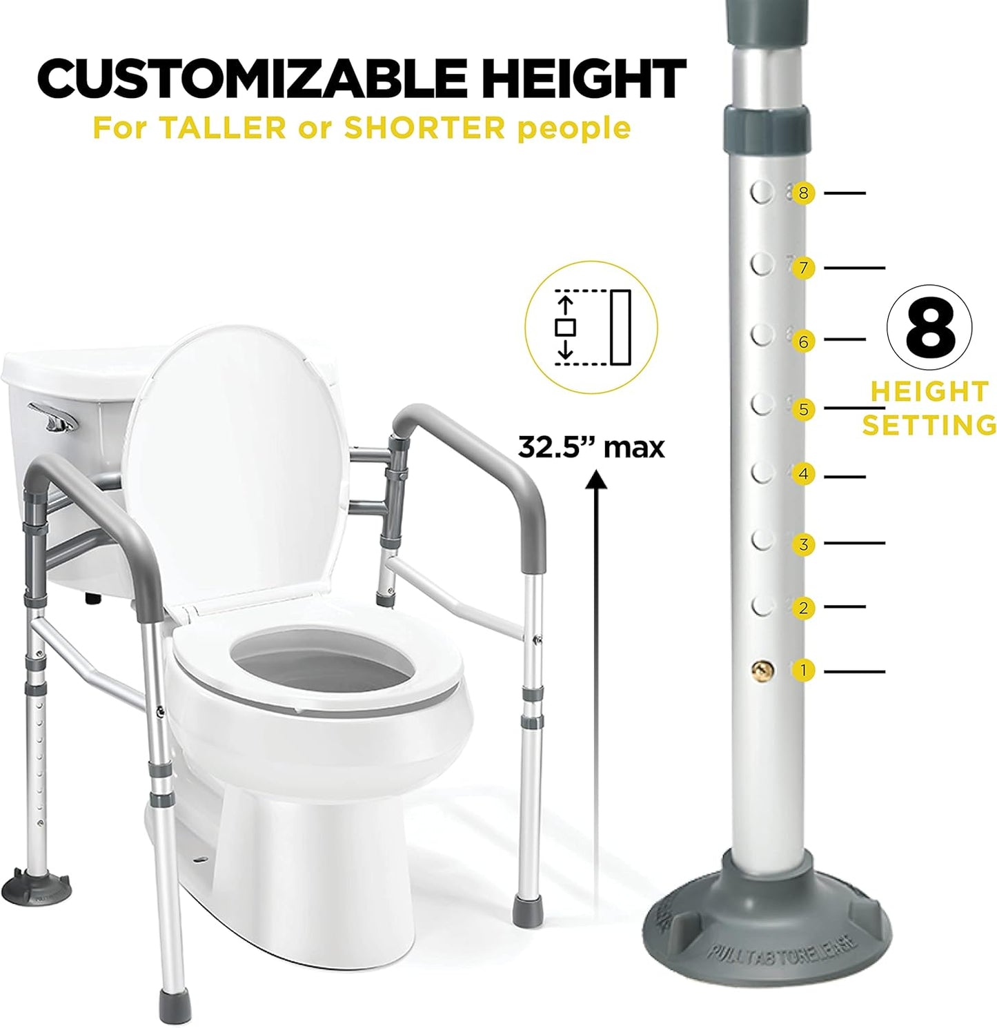 Medical king Toilet Safety Rail - Adjustable Detachable Toilet Safety 