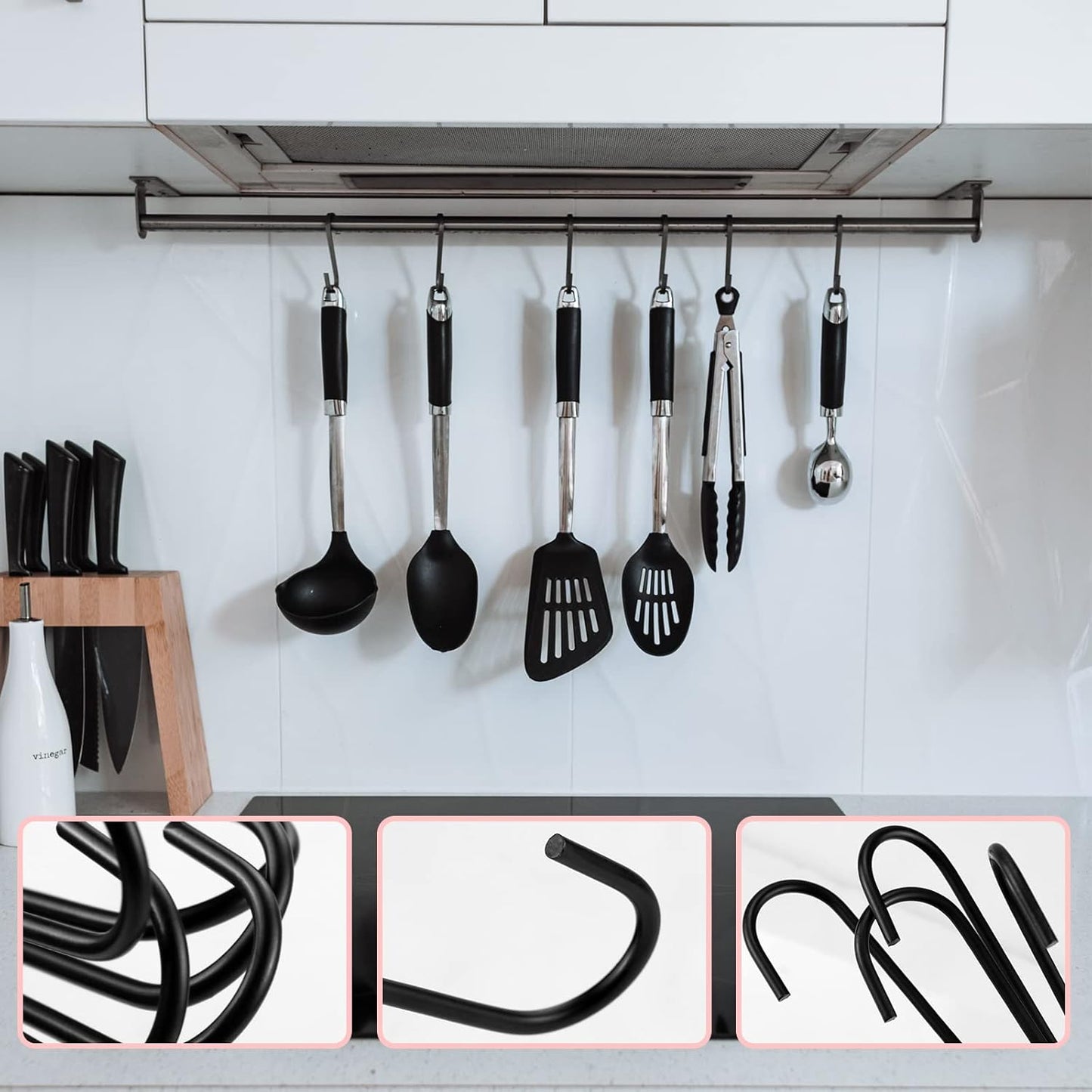 Bercoor 8 Pack 11.8 inch Extra Large S Hooks Black Heavy Duty Plant Hanging Hooks Long S Shaped Extension Hooks for Kitchenware, Pots, Utensils, Plants, Wardrobe, Gardening Tools, Clothes