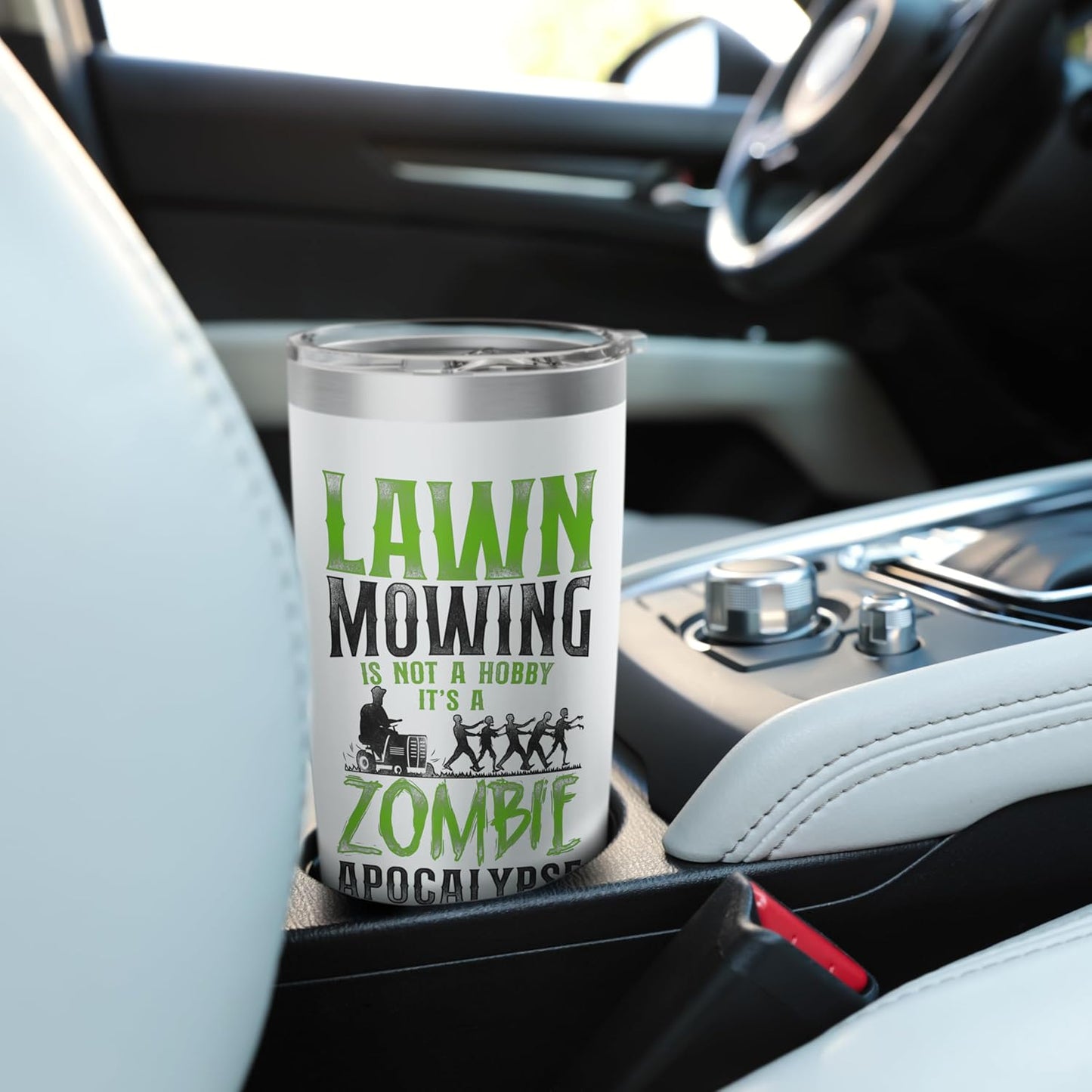 Lawn Mower Mowing Dad Father Landscaper Zombie Tractor Lawn Stainless Steel Insulated Tumbler
