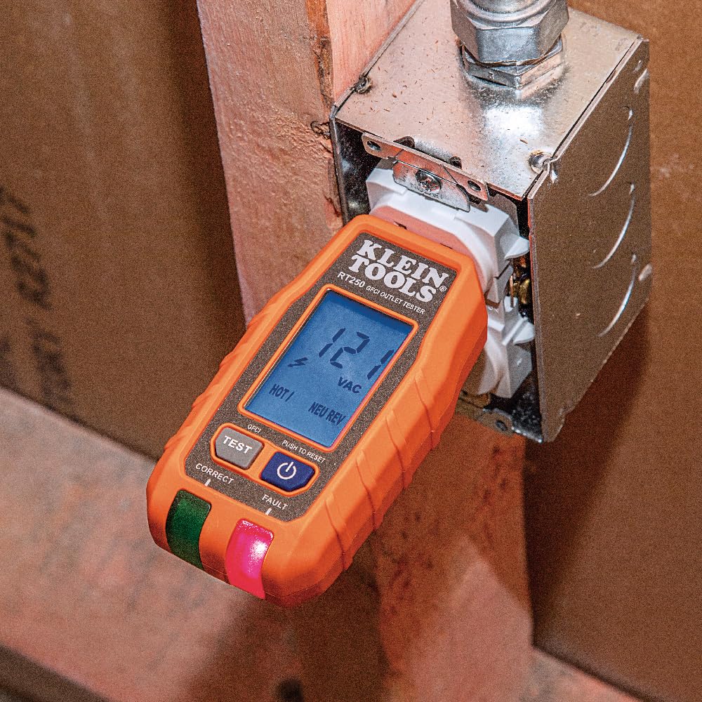 Klein Tools RT250 GFCI Outlet Tester with LCD Display, Electric Voltag