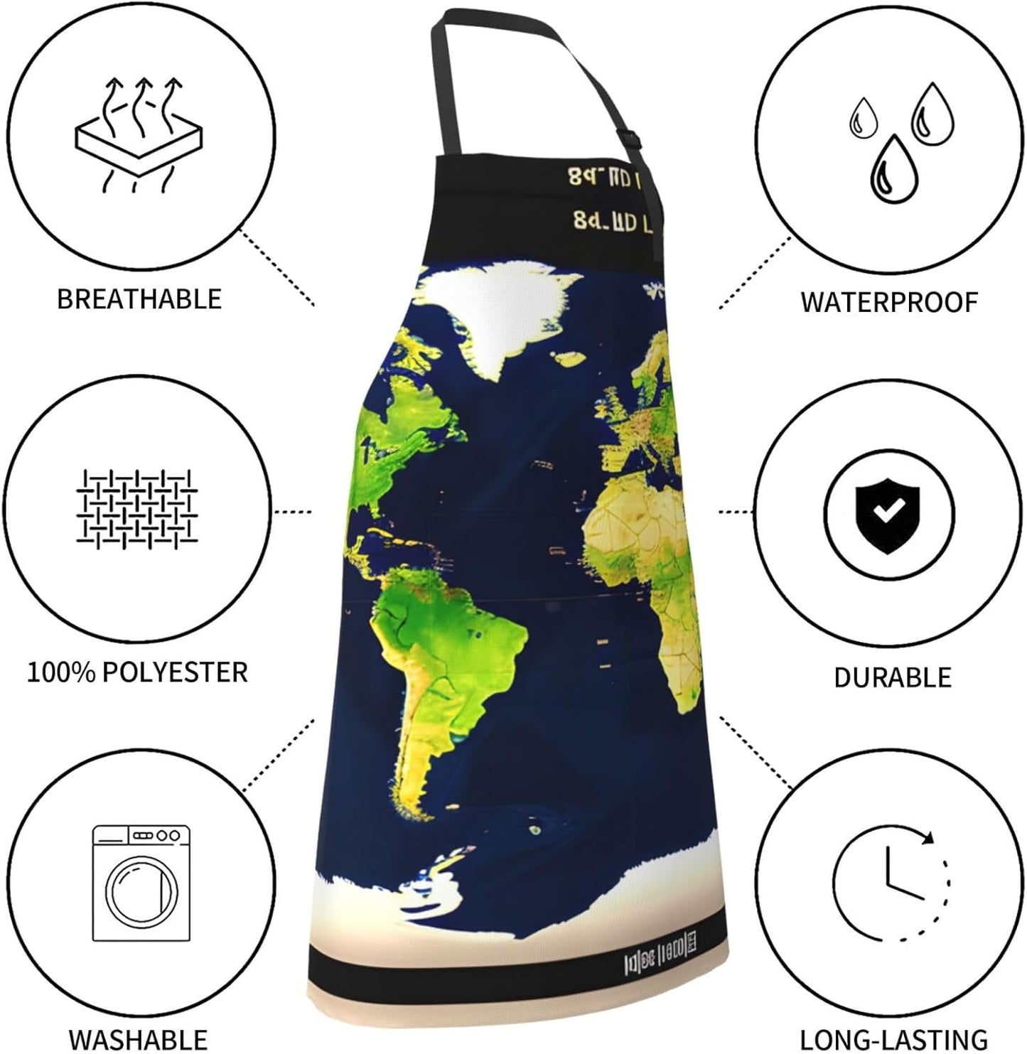 World Map print Waterproof apron with pocket adjustable cooking apron for adult kitchen bibs to bake