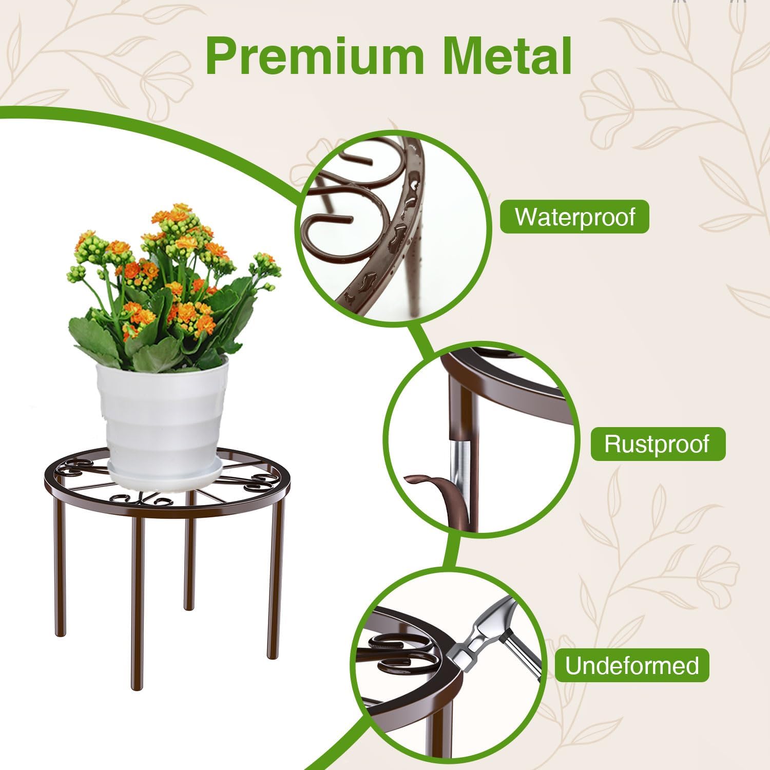 1 PCS Plant Stand,-Heavy Duty Metal Stand Decorates Plants, Anti-Rust 
