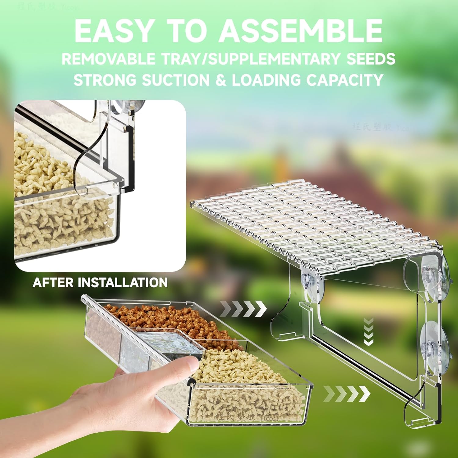 Window Bird Feeders With Strong Suction Cups for Cats,Kids,Acrylic Bir