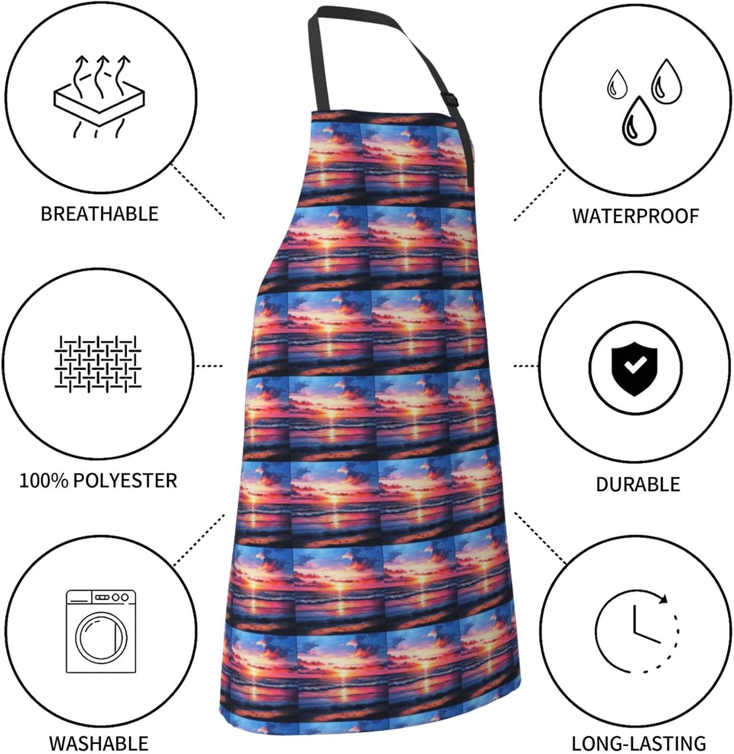 YANYU Palm Tree Sunset Print 28x33 In Kitchen Apron Stylish Chef Apron