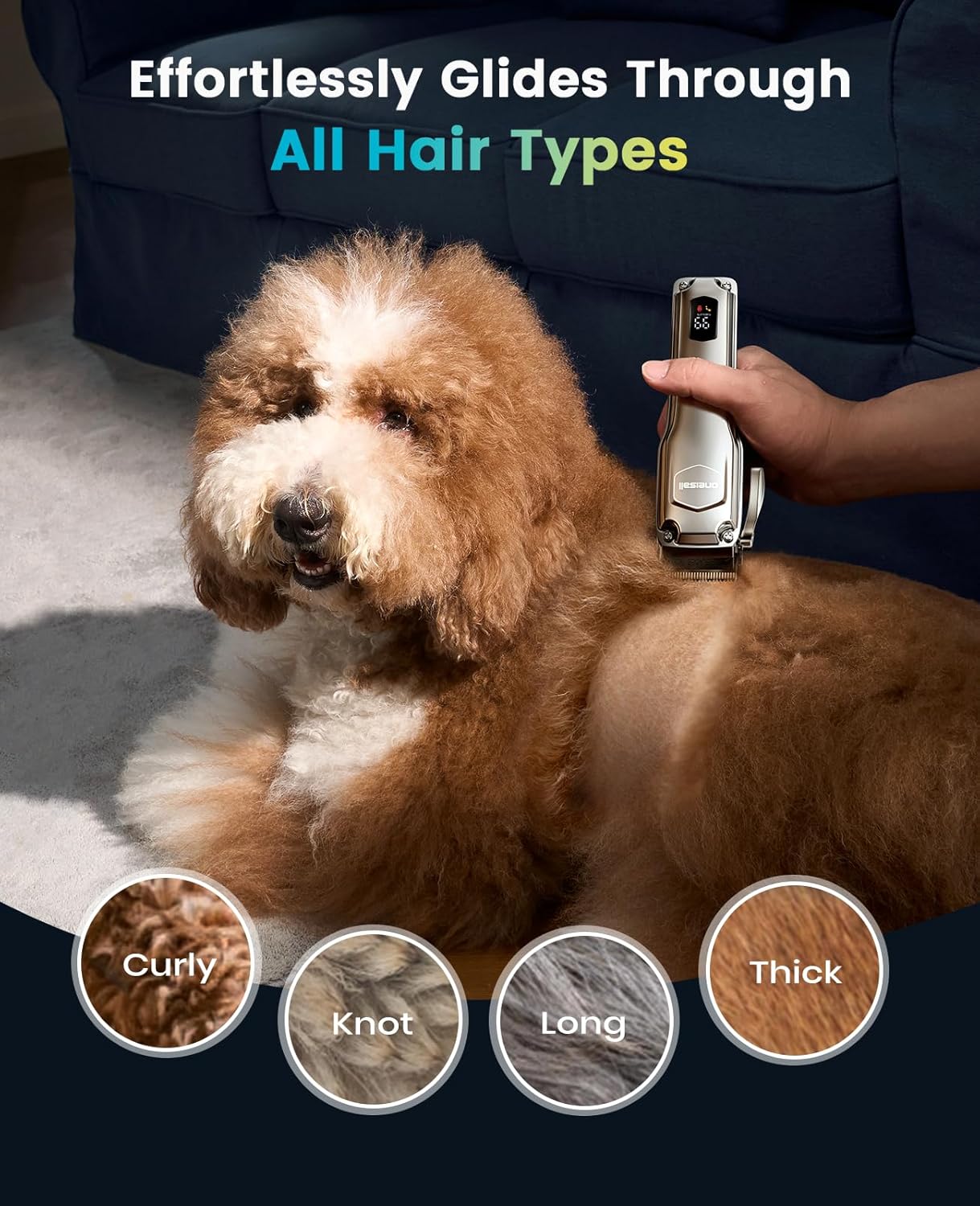 oneisall Dog Clippers for Grooming Thick Hair,Low Noise Dogs Grooming 