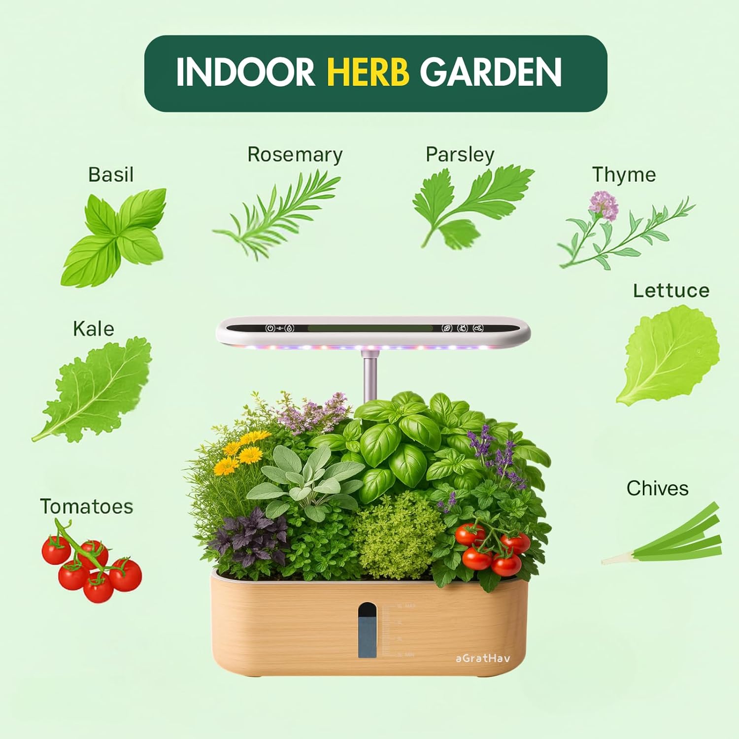 Hydroponics Growing System Kit, Indoor Herb Garden, 14 Pods Upgraded L