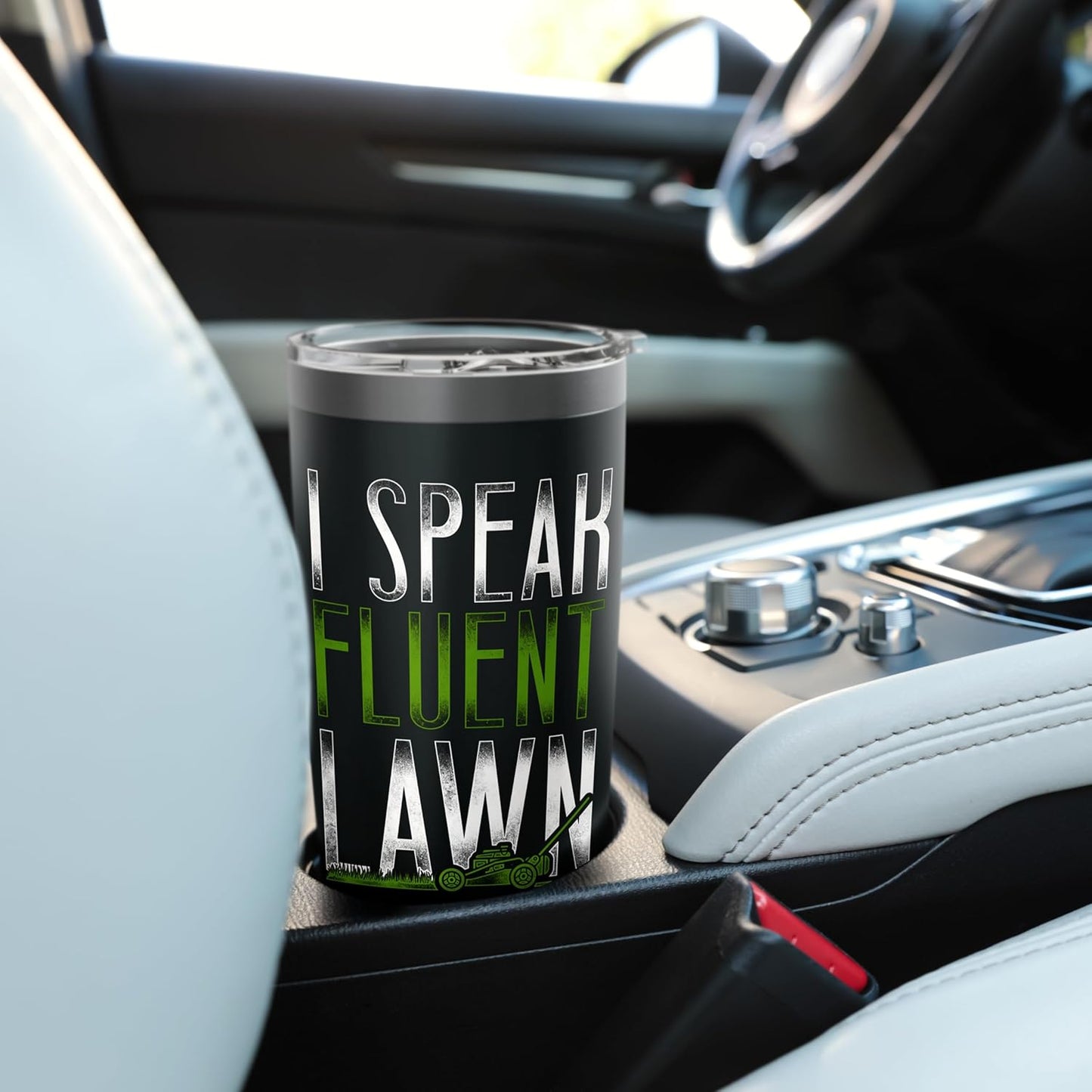 Lawn Mower Mowing Dad Father Landscaper Vintage I Speak Stainless Steel Insulated Tumbler