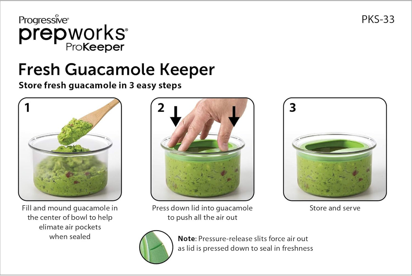 ProKeeper Fresh Guacamole Plastic Kitchen Storage Container with Airtight Lid (Green), for Guacamole and Food Storage