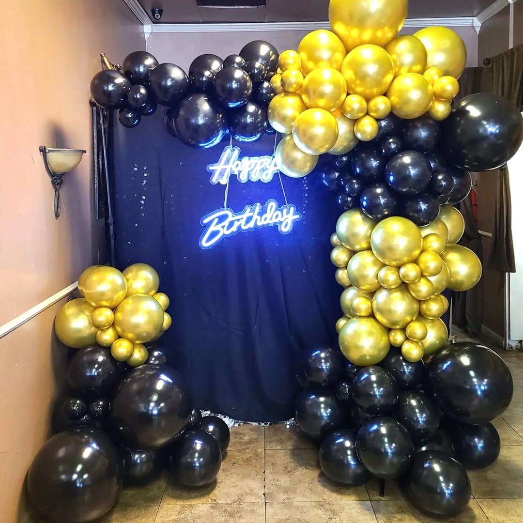 Black and Gold Balloons, 50PCS 12 Inch Black and Gold Confetti Balloon