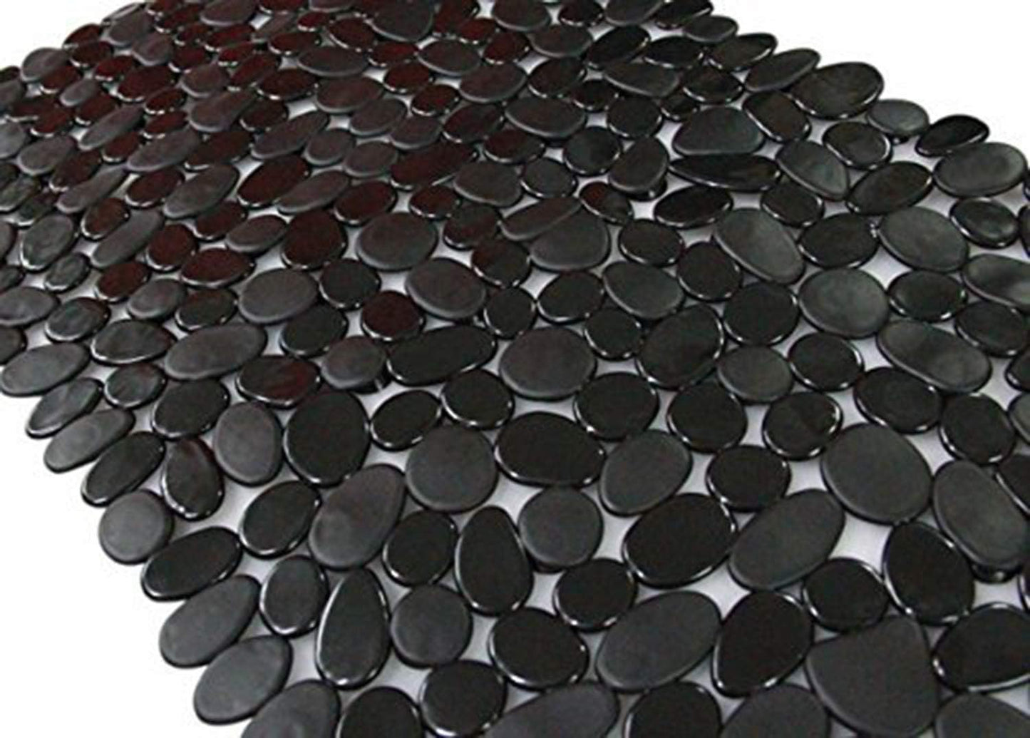 SONGZIMING Non-Slip Pebble Bathtub Mat Black 16 W x 35 L Inches (for S