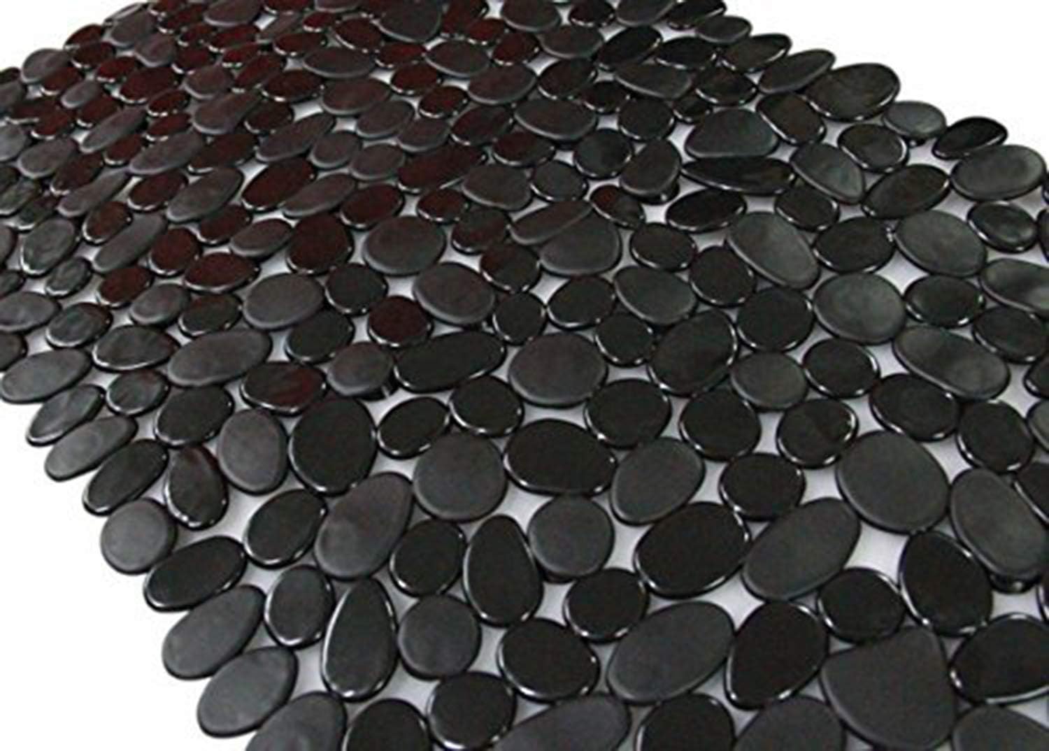 SONGZIMING Non-Slip Pebble Bathtub Mat Black 16 W x 35 L Inches (for S