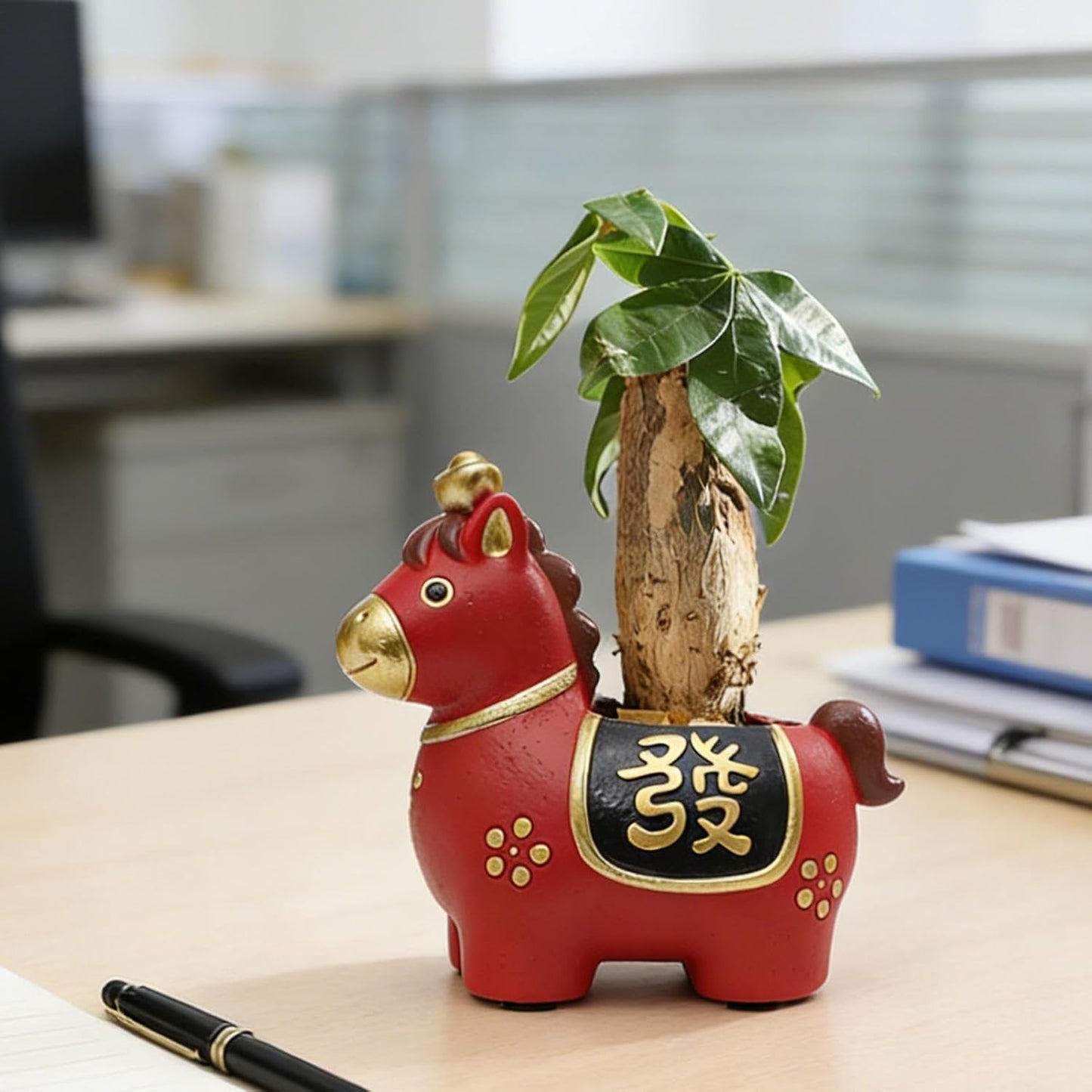 Greenery Potted Plants, 12.5x7.3x10.9cm Resin Horse Figurine Compact Planter with Planting Space Decorative Pot for Home, Office, Desk, Gift