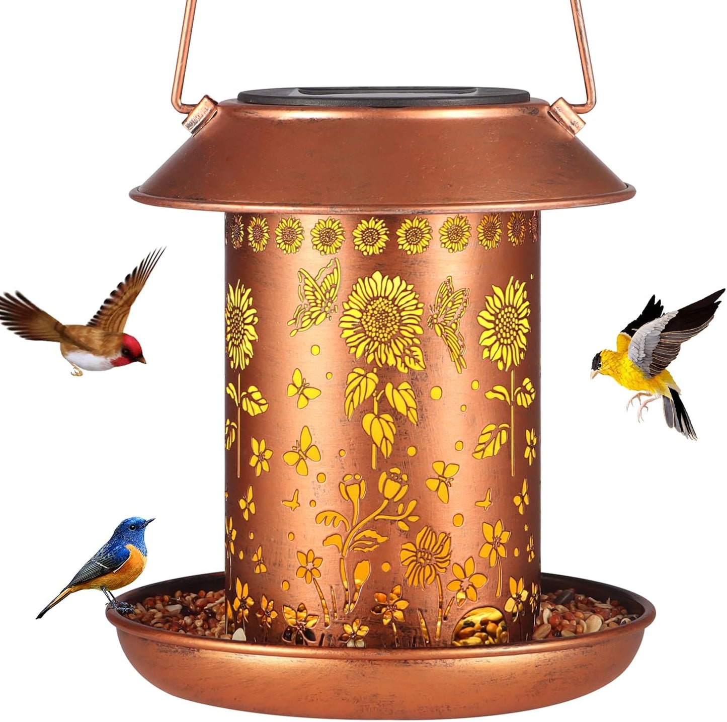 Sunflower Solar Bird Feeder for Outdoors Hanging Solar Lanterns Waterp