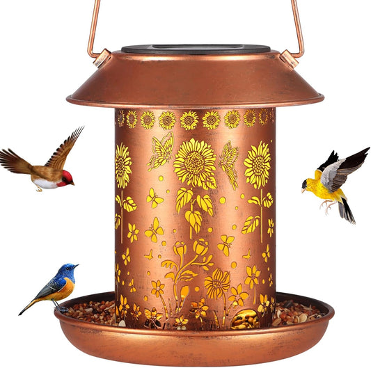 Sunflower Solar Bird Feeder for Outdoors Hanging Solar Lanterns Waterp