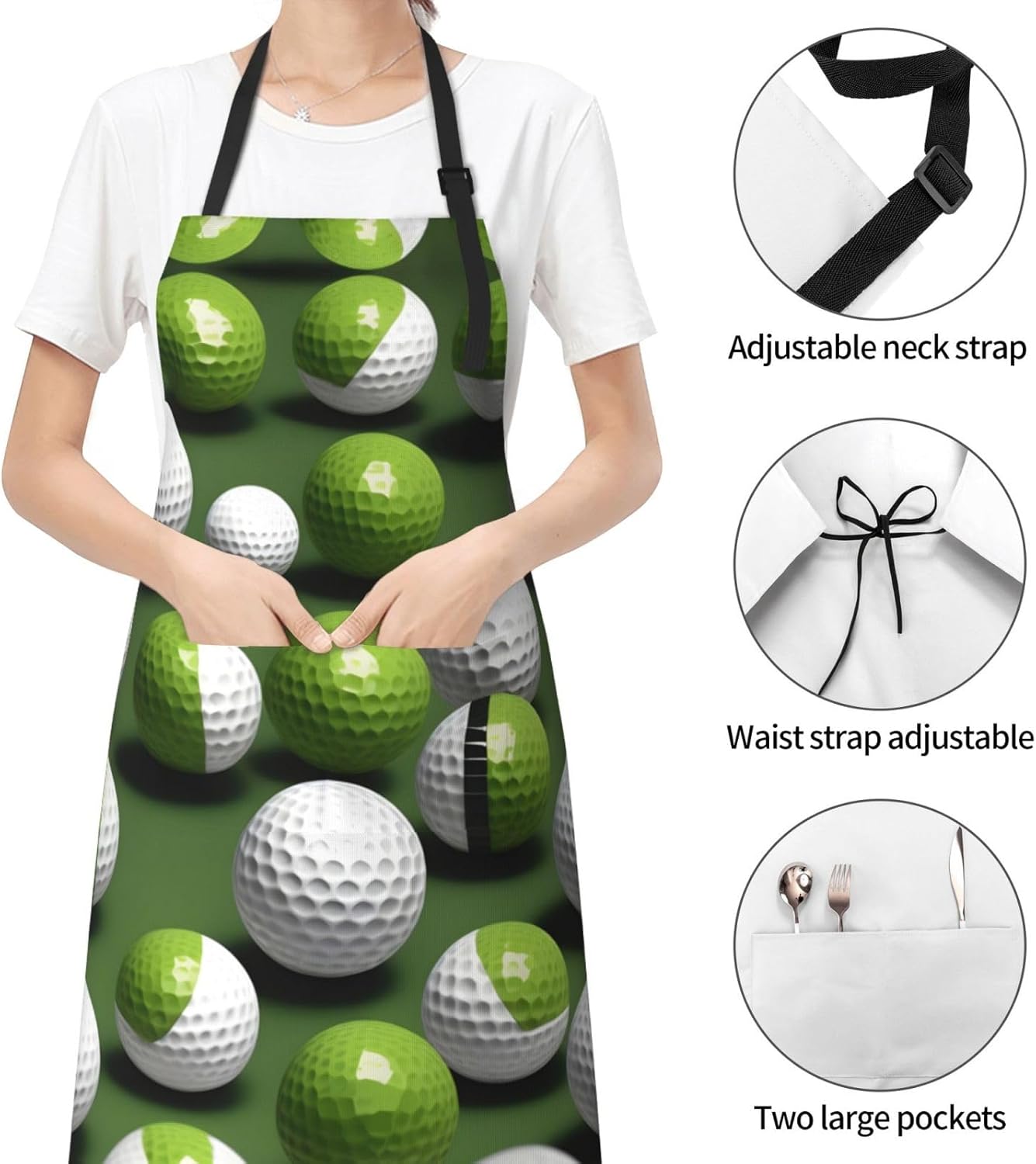 Golf Ball print Waterproof apron with pocket adjustable cooking apron for adult kitchen bibs to bake
