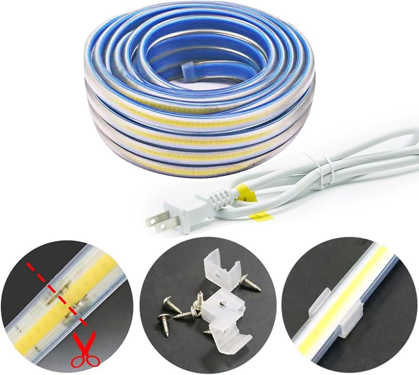 LED Strip Lights 32.8 Foot AC 110v Plug in Lights IP67 Outdoor Waterpr
