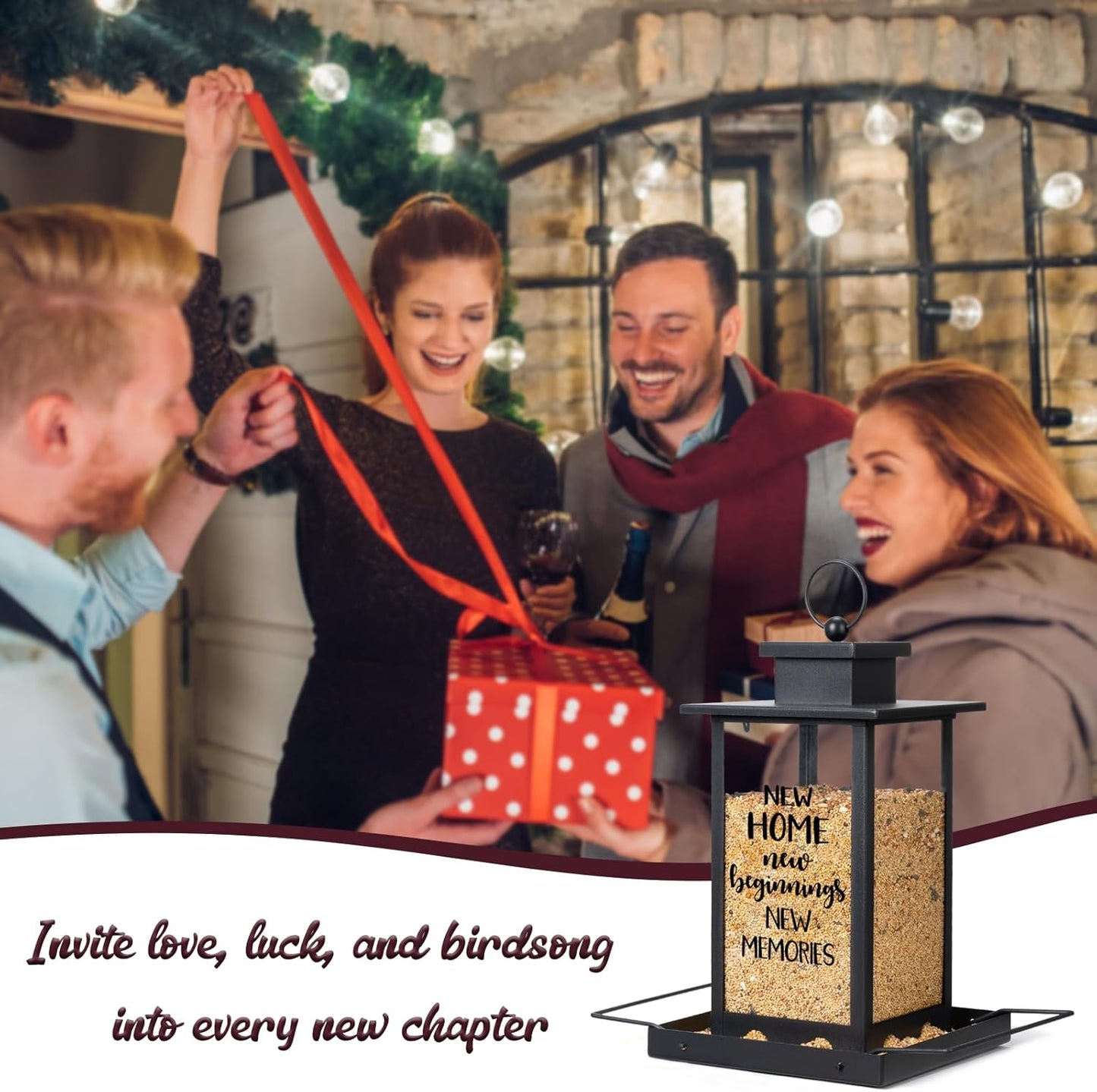 House Warming Gifts New Home Essentials - New Home Beginnings Memories Bird Feeder for Outdoors, Housewarming Gifts Party Decorations 2025, Squirrel Proof