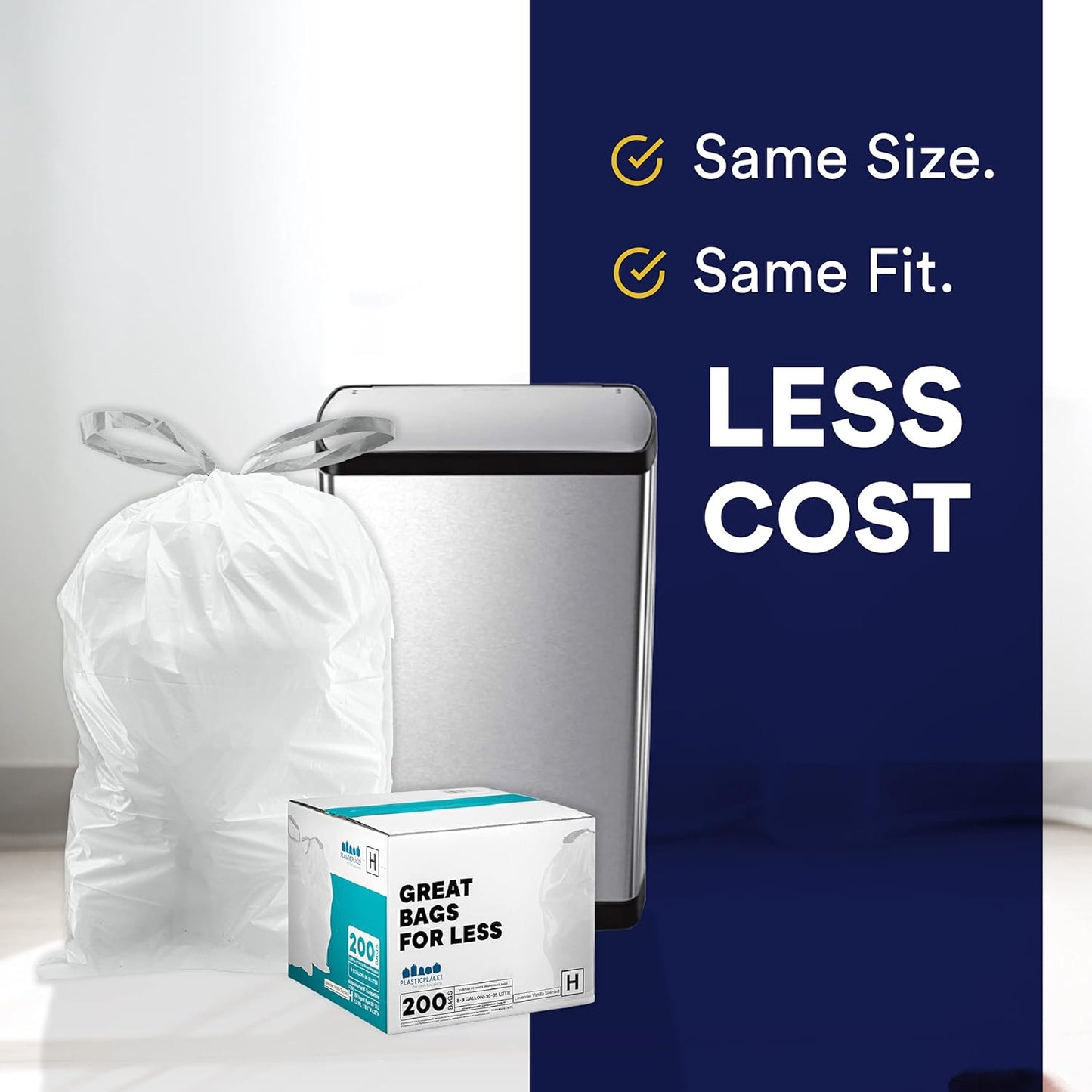 Plasticplace Custom Fit Trash Bags, Compatible with Simplehuman Code Q