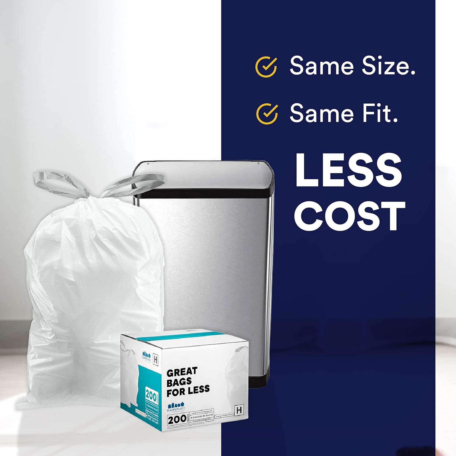 Plasticplace Custom Fit Trash Bags, Compatible with Simplehuman Code Q