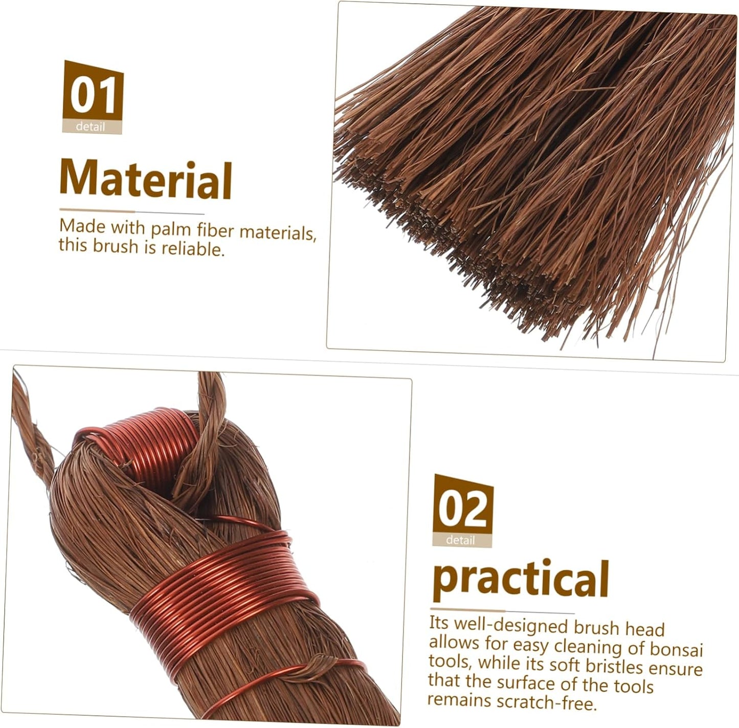 Milisten Gardening Brush Bonsai Cleaning Broom Palm Scrub Brush Multi-