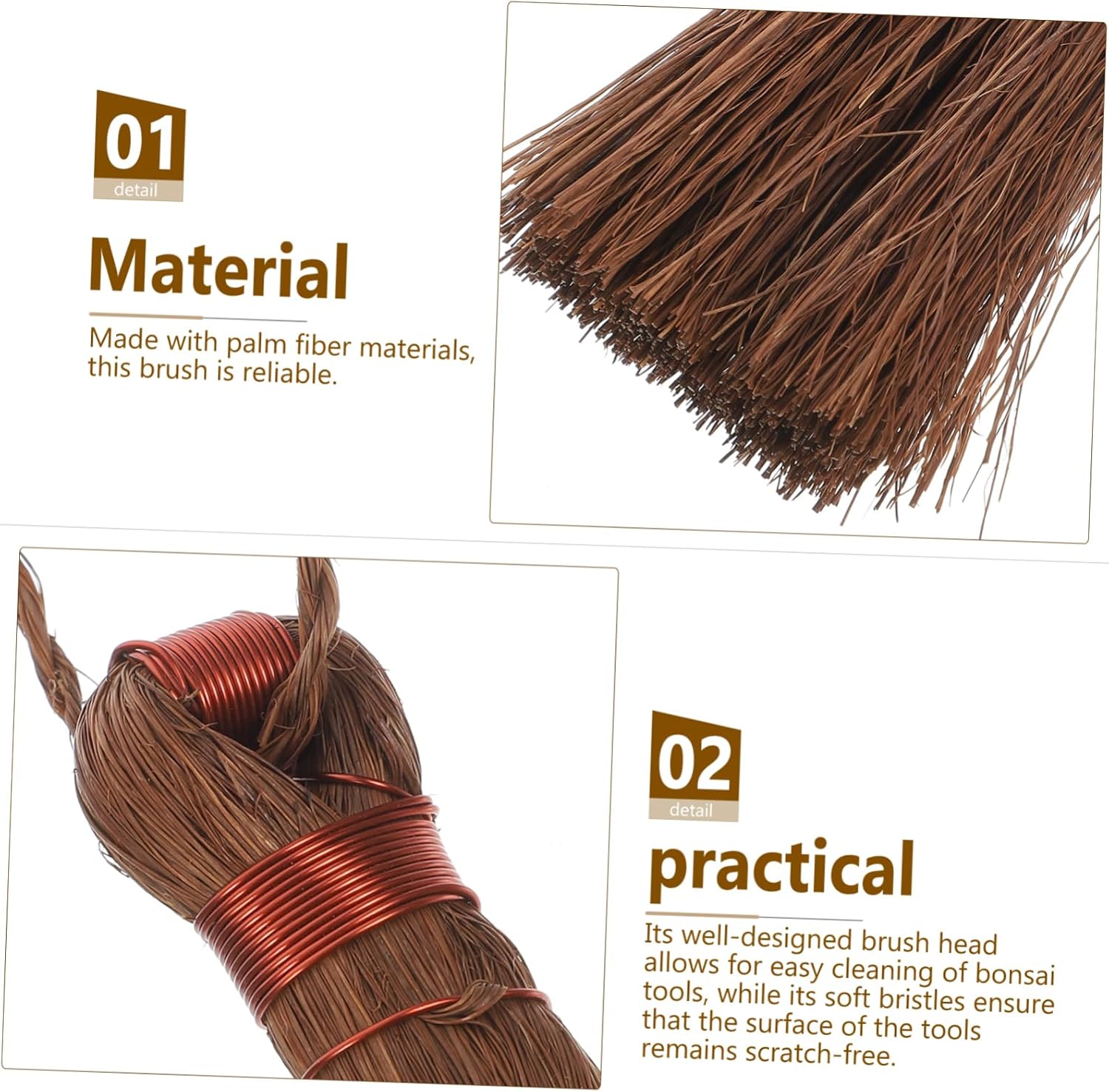 Milisten Gardening Brush Bonsai Cleaning Broom Palm Scrub Brush Multi-