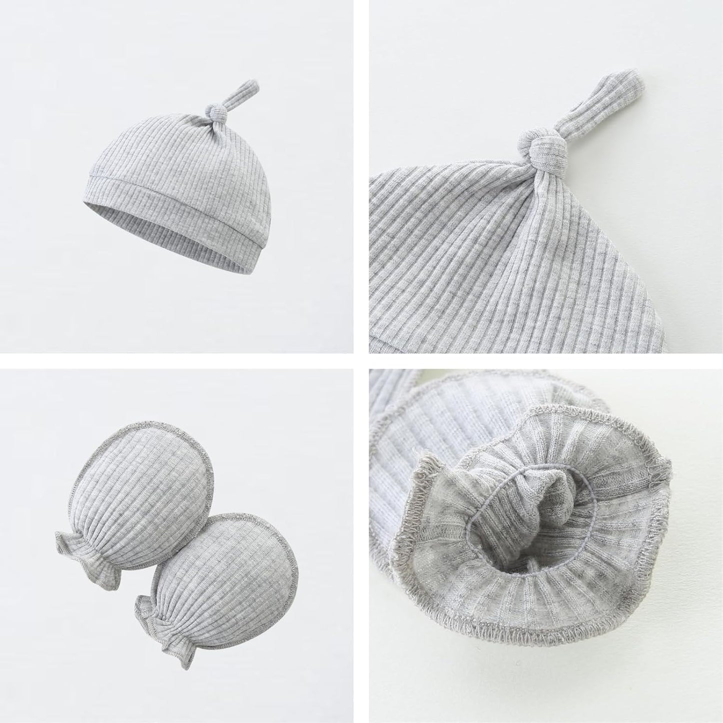 Baby Romper with Baby Mittens & Newborn Hats Footless Long Sleeve Soli