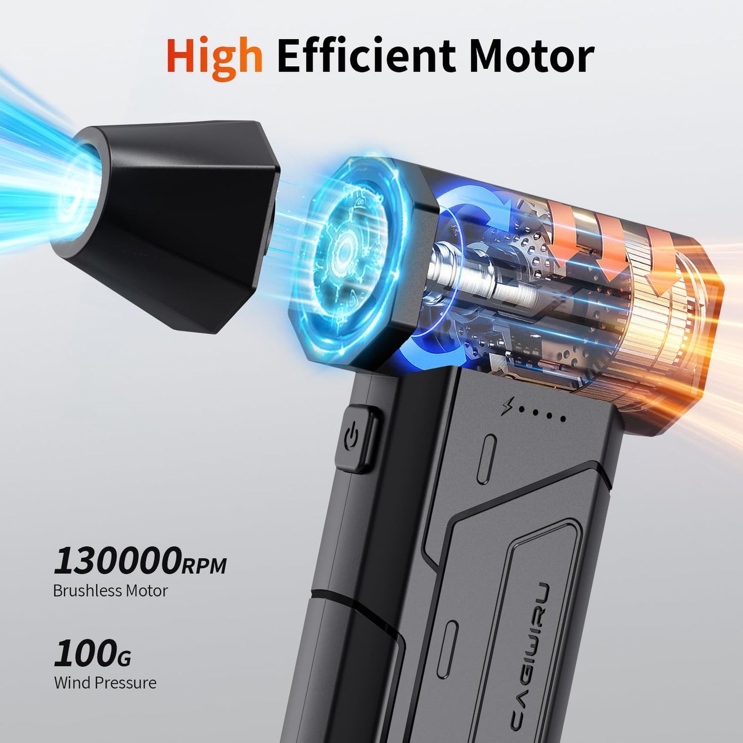 Compressed Air Duster,130000RPM Super Power Cordless Air Duster,Rechar