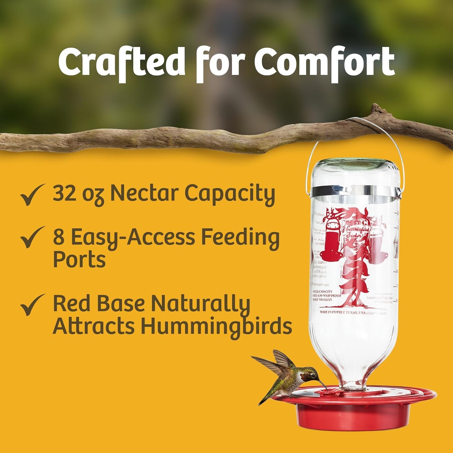 Birds Choice Best-1 32oz. Hummingbird Feeder, Clear (BEST32OZ)