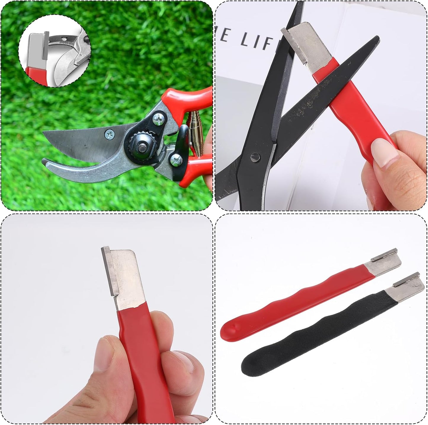 4 Pack Garden Tool Sharpener, Pruning Shears Blade Sharpener, Pocket Blade Sharpeners, Mini Portable Quick Edge Sharpening Multipurpose Usage Knife Sharpeners for Hedge Shears, Sickle, Scissor