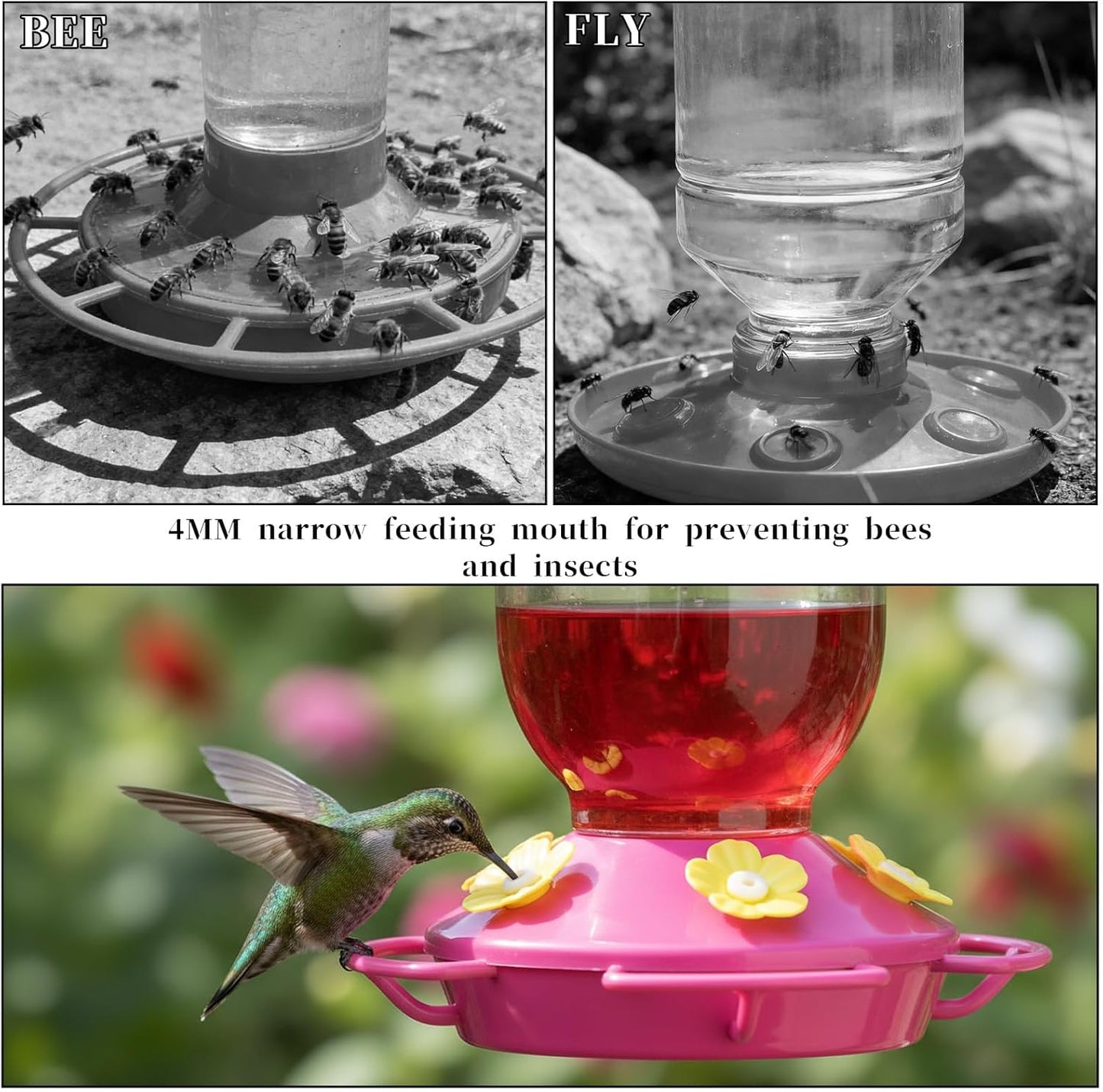 20Pcs Hummingbird Feeders Replacement Flowers with 2 Cleaning Brushes, Pet Hummingbird Feeder Parts Feeding Ports Bird Feeder Replacement Parts Accessories for Outdoor Hanging Feeders(Yellow)
