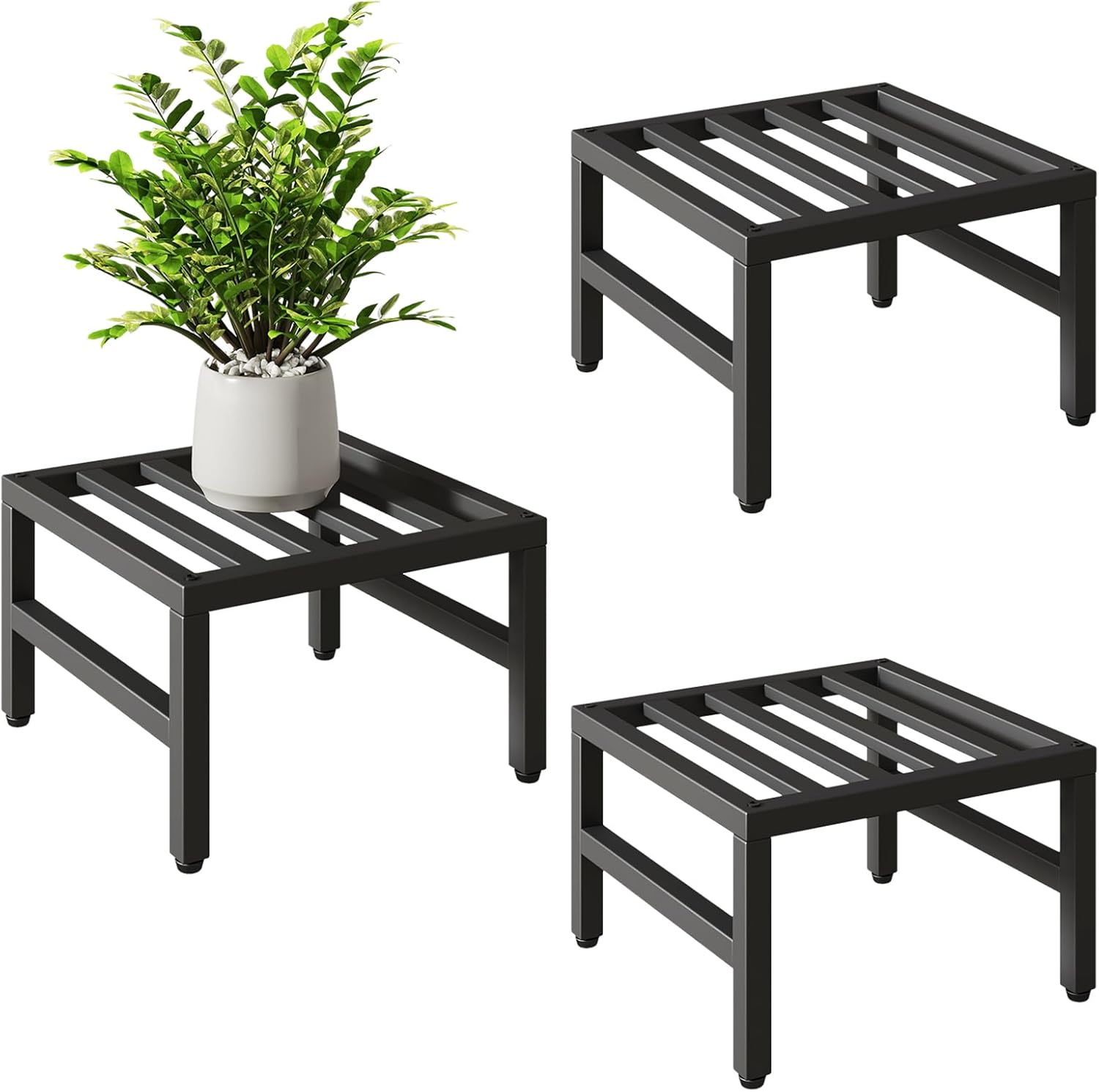 IBUYKE 3 Pack Metal Plant Stand Indoor Outdoor, Heavy Duty Small Flowe