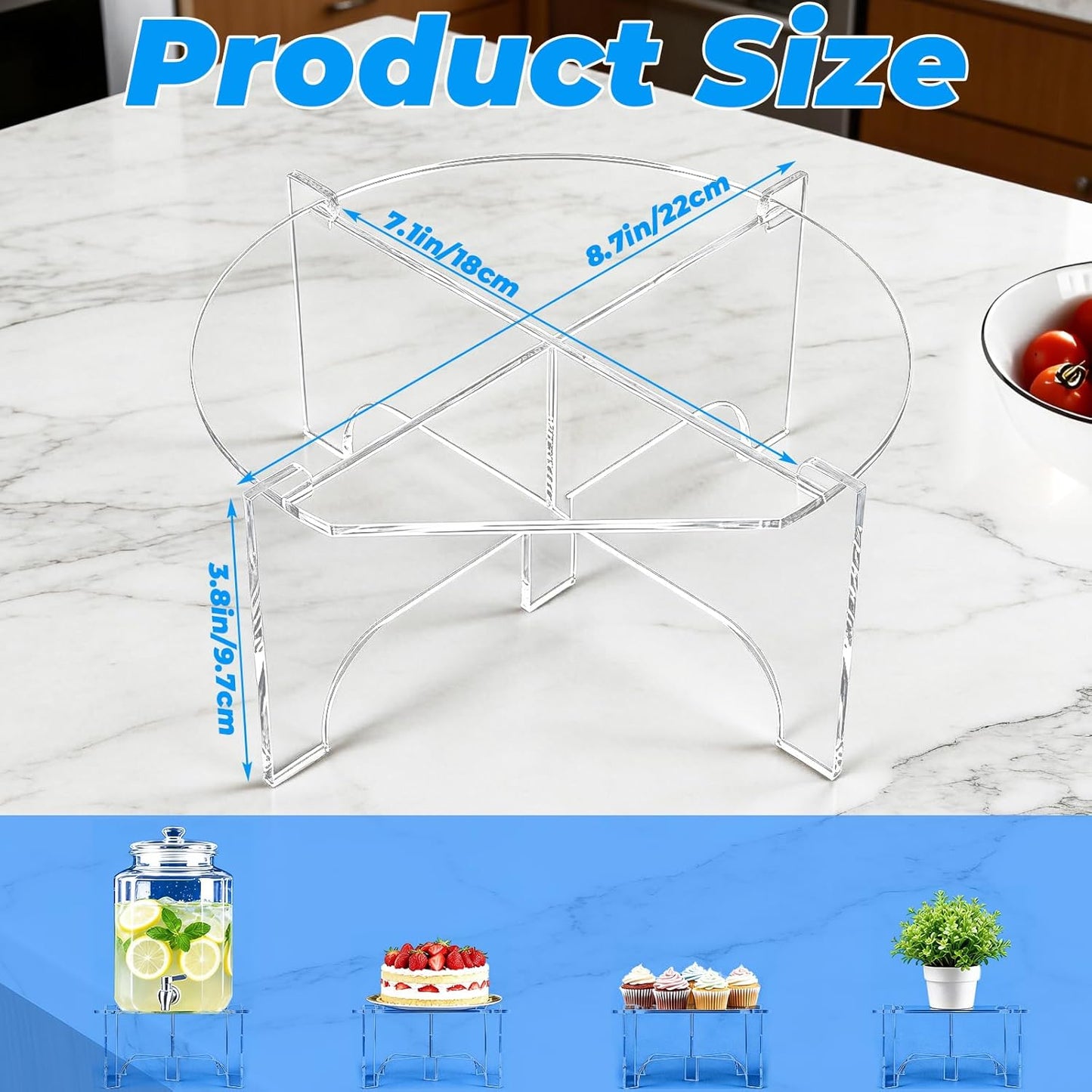 3 Pack Acrylic Beverage Dispenser Stand Fits Up to 7.1 Inch Glass Drink Dispensers, Durable 5-Leg Acrylic Holder for Water Jugs, Plant Stands, Cake Displays Perfect for Parties, Catering