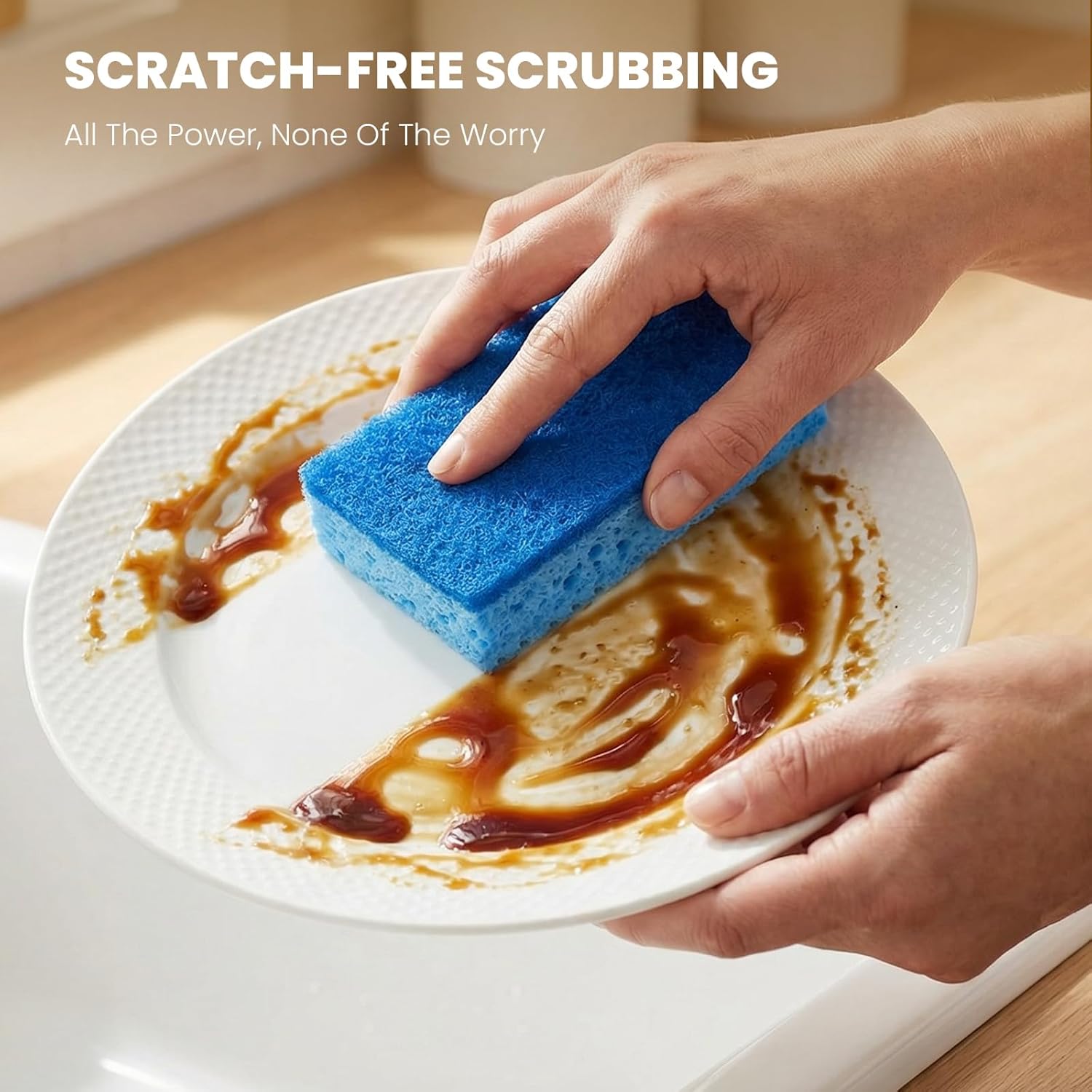 Kitchen Sponges, 12 Count, Non-Scratch Scrub Sponge, Dual Sided Cleani